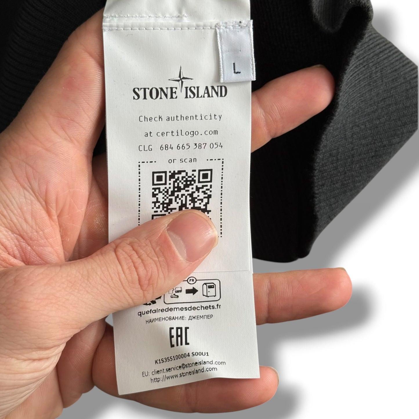 Stone Island Ribbed Jumper (L, 22.5”)