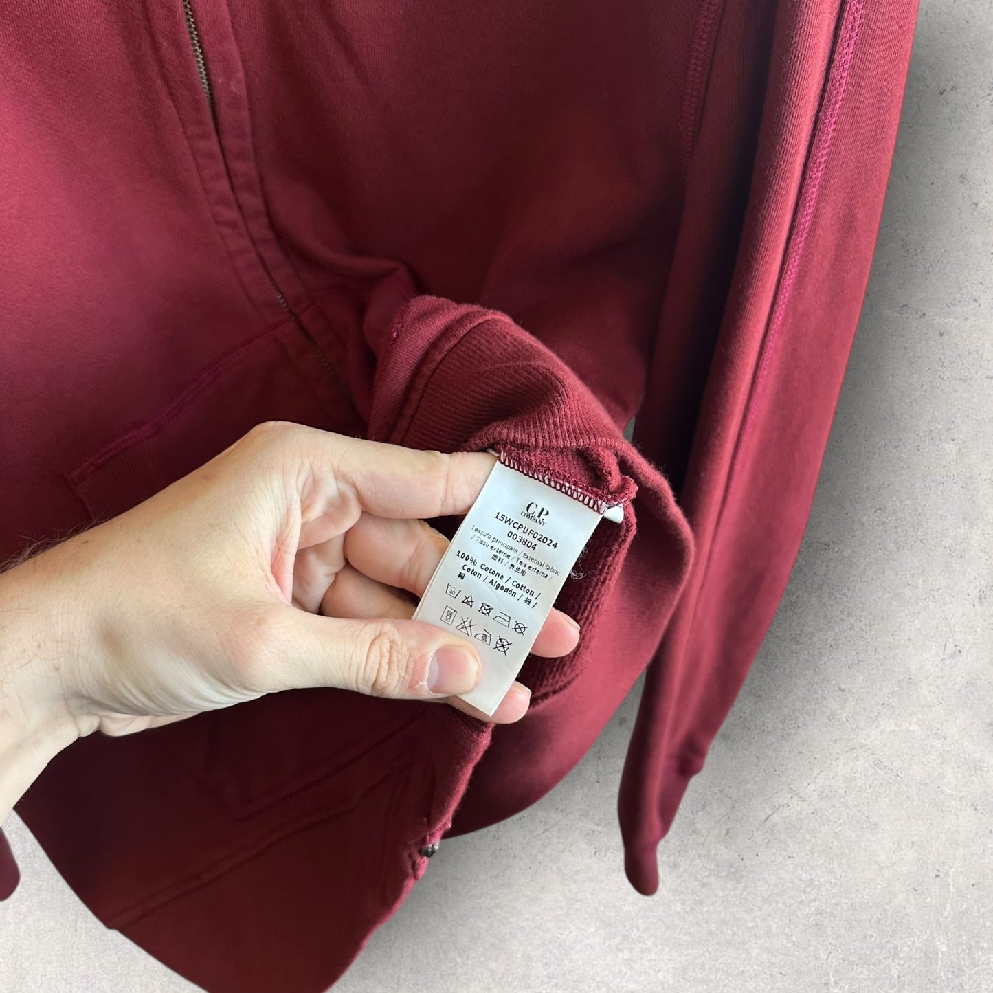 CP Company Burgundy Goggle Hoodie (XL, 23”)