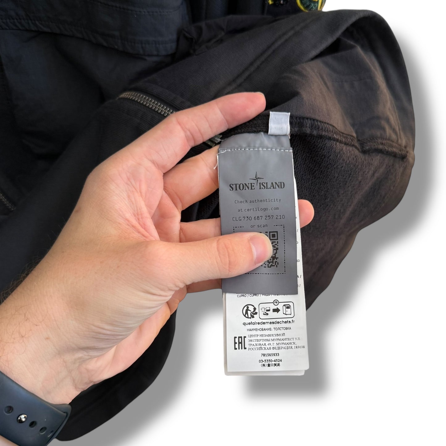 Stone Island Grey Panelled Mix Fabric Full Zip (3XL, 28”)