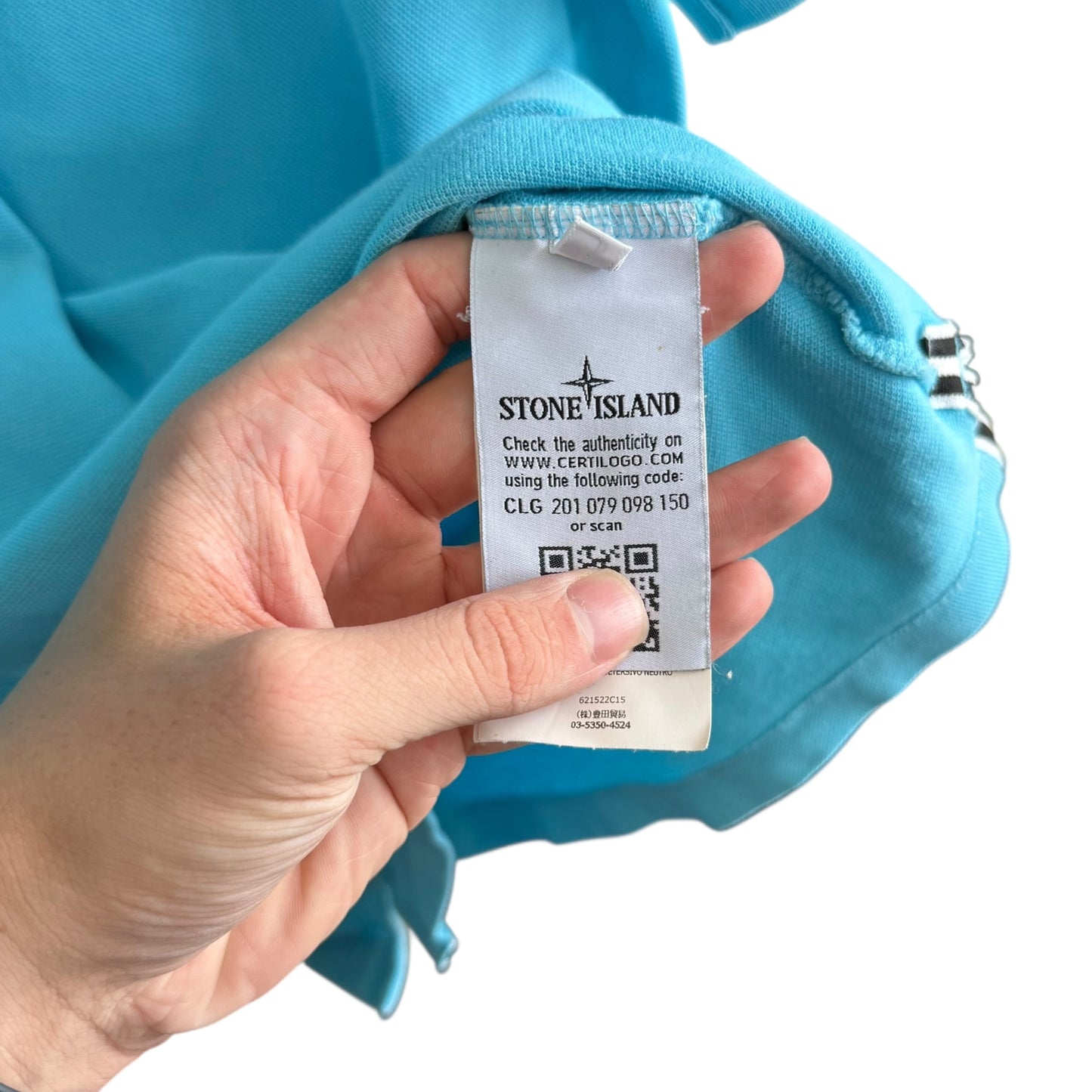 Stone Island Blue Polo (L, 21.5”)