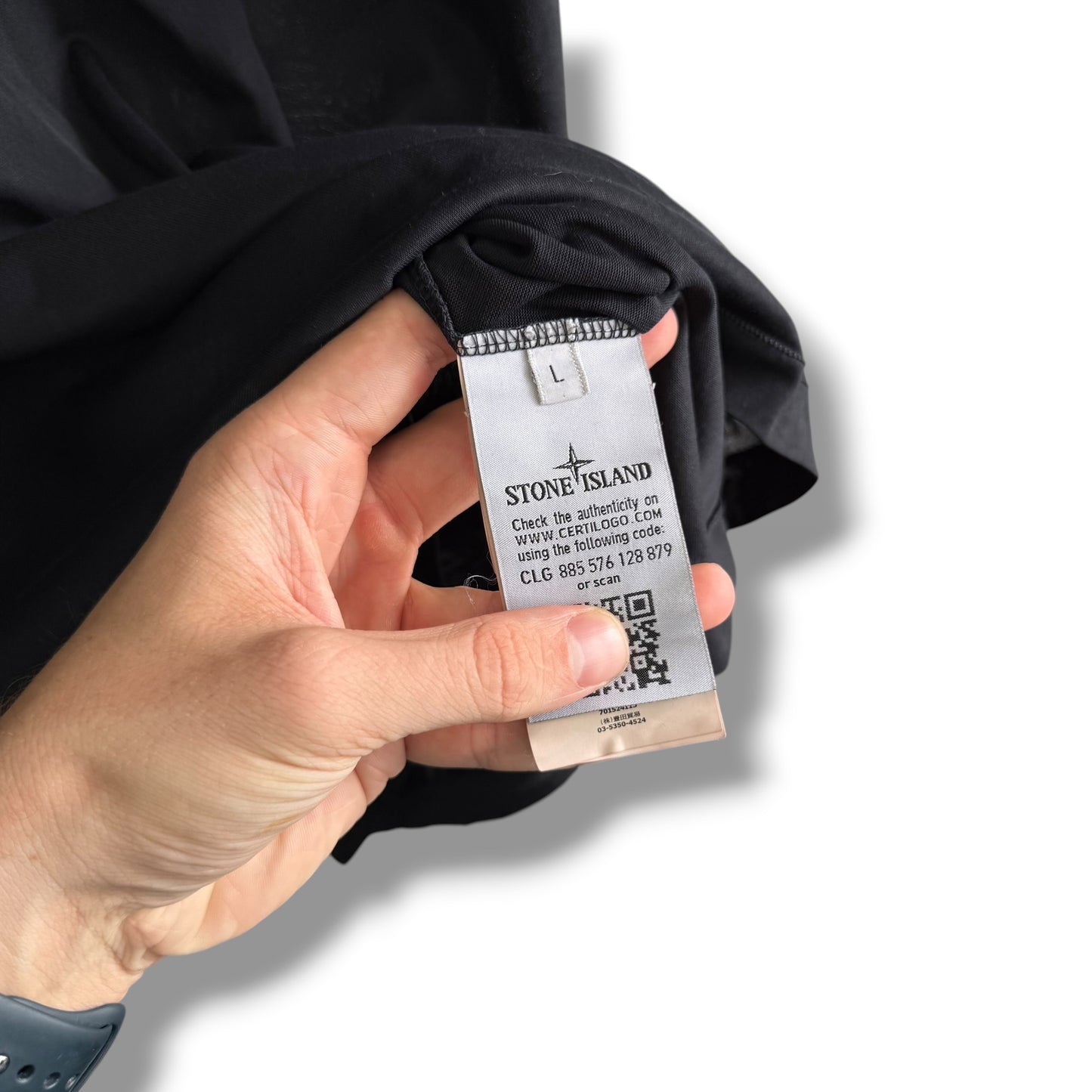 Stone Island Black T-shirt (L, 22.5”)