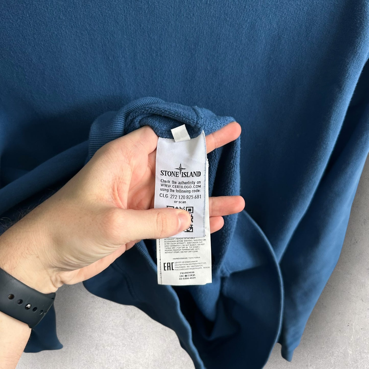 Stone Island Blue Sweatshirt (L, 22.5”)