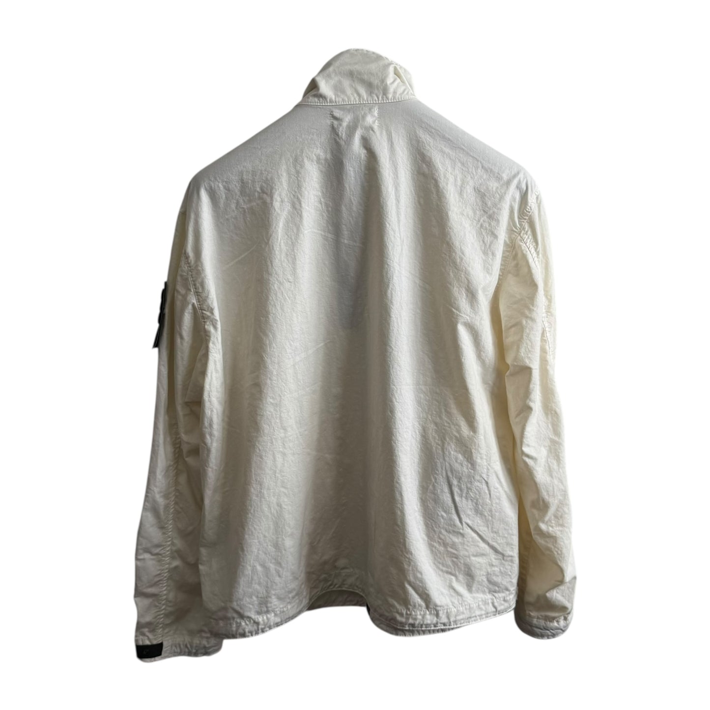 Stone Island 410006 Organic Look Nylon Panama-TC Garment Dyed Ivory White Jacket (L, 24”)