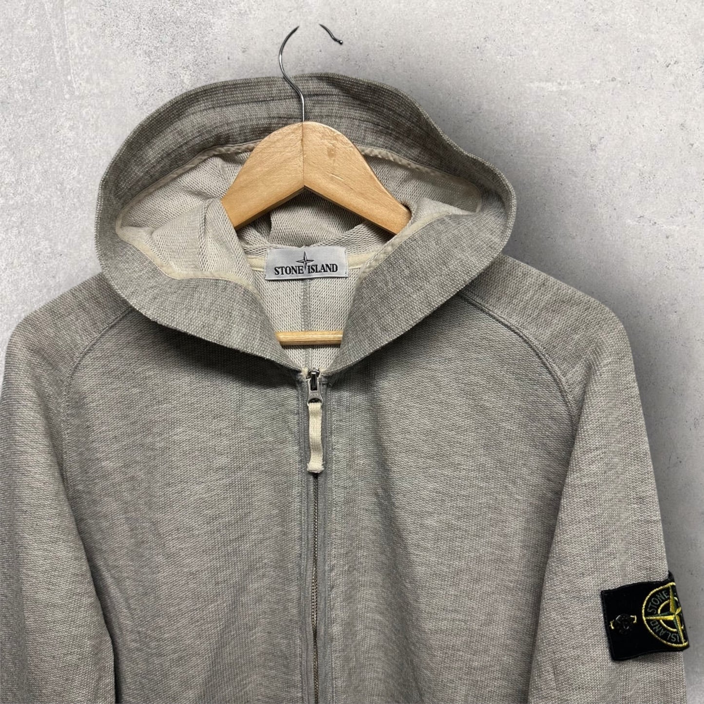 Stone Island Zip Grey Hoodie (XL, 23.5”)