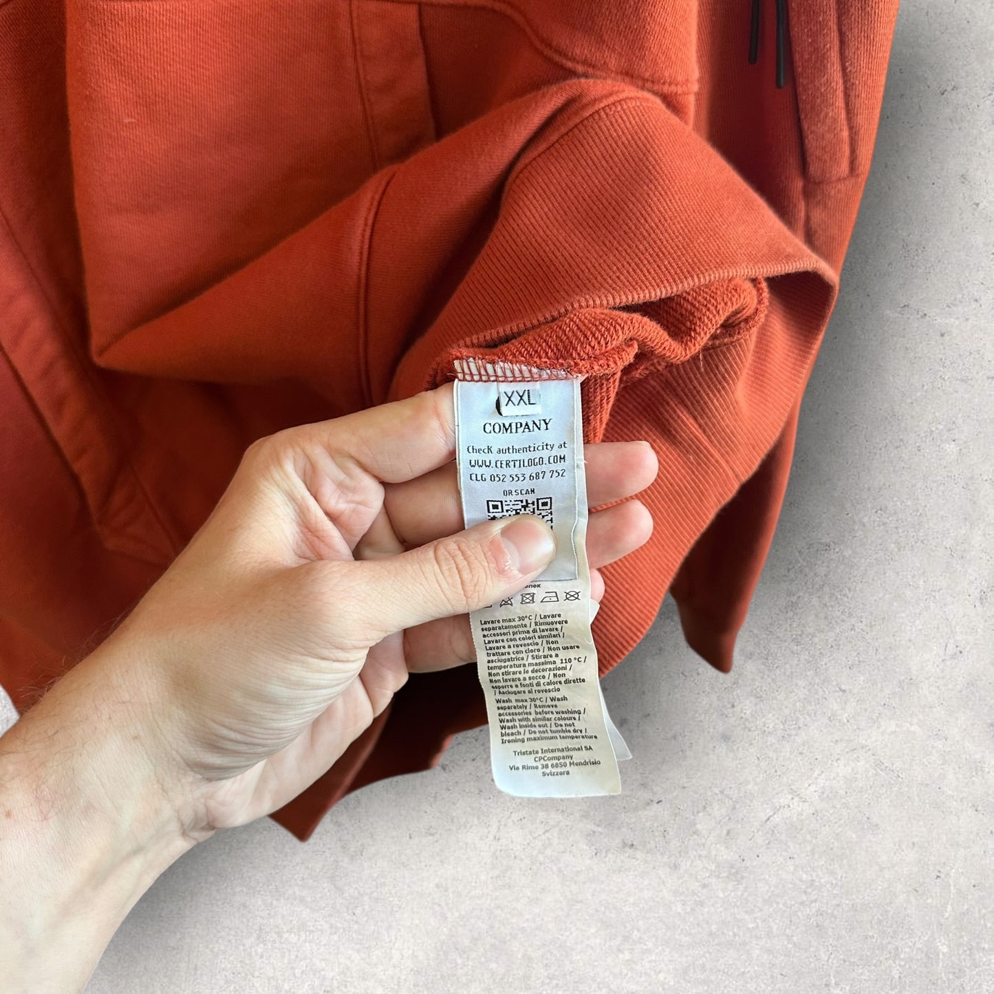CP Company Burnt Orange Hoodie (XXL, 24.5”)