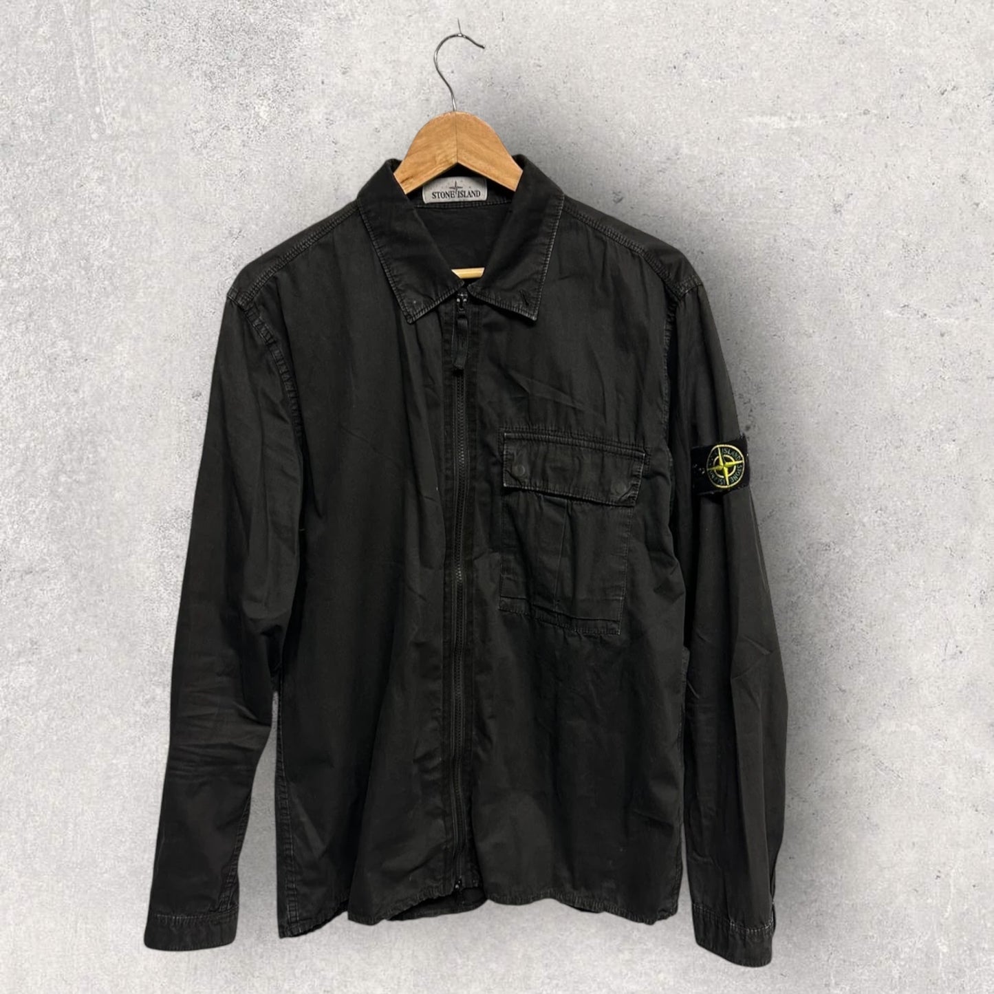 Stone Island Black Overshirt (L, 22”)