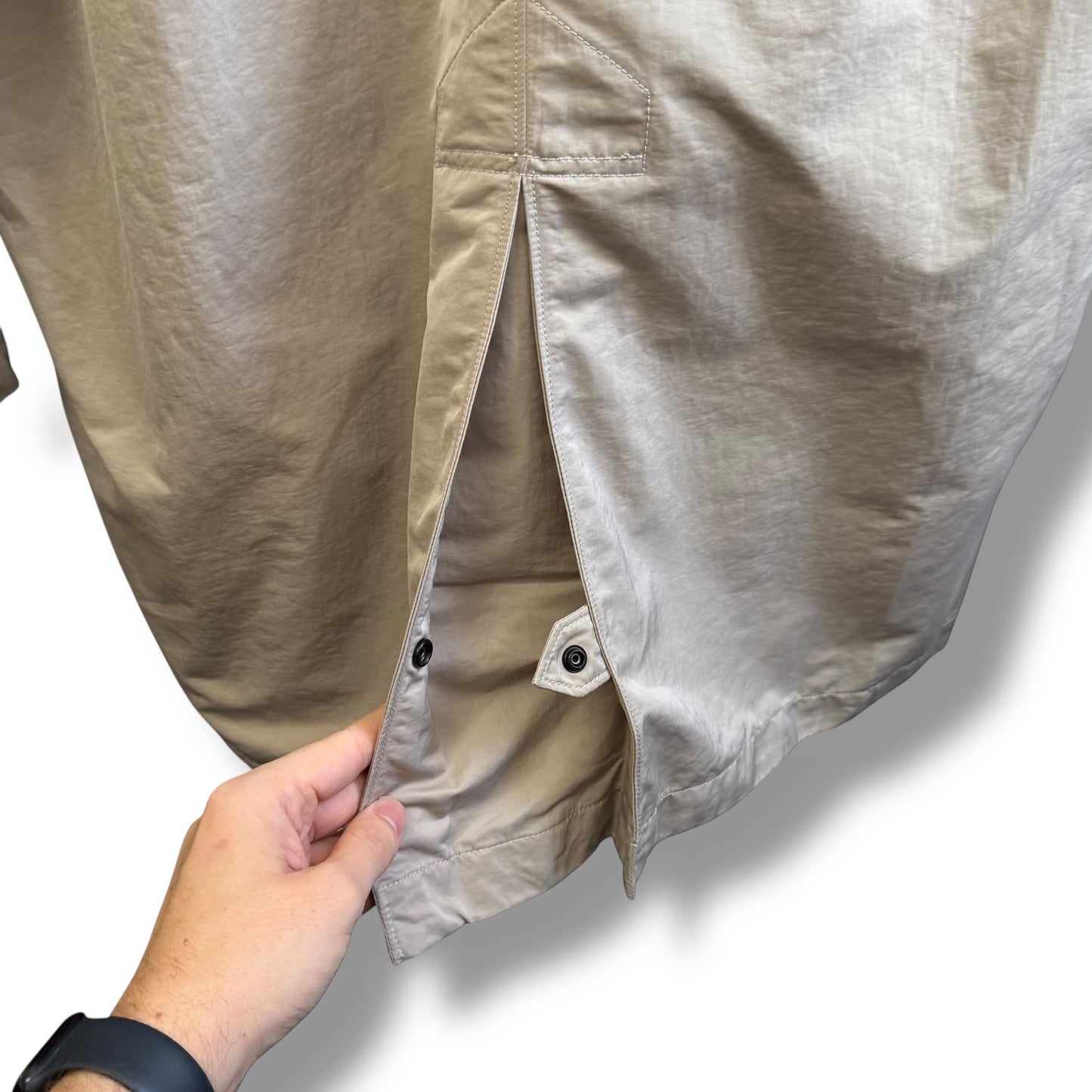 Stone Island Hyper Dense Nylon Raso 3/4 Fishtail Parka (XL, 25”)