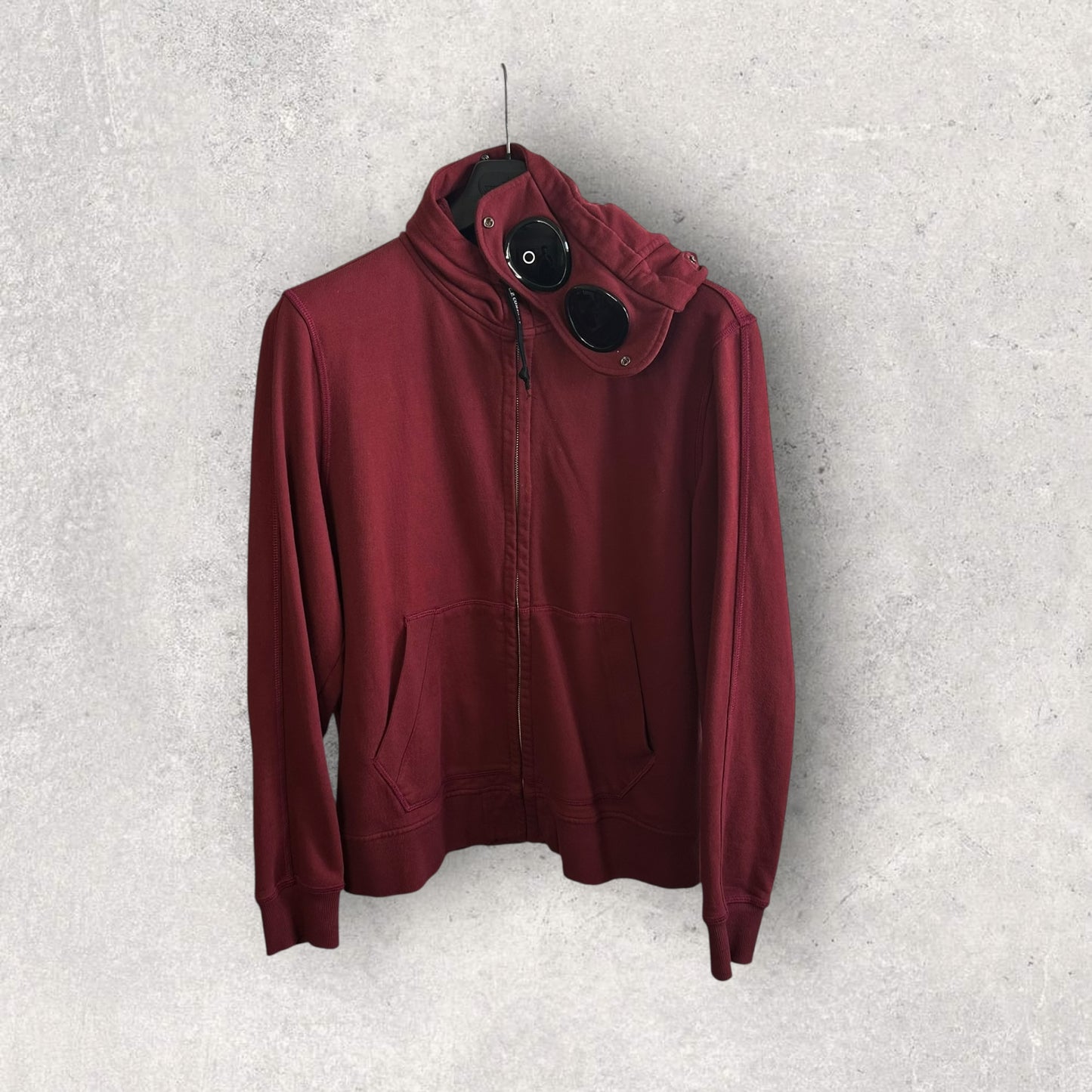 CP Company Burgundy Goggle Hoodie (XL, 23”)