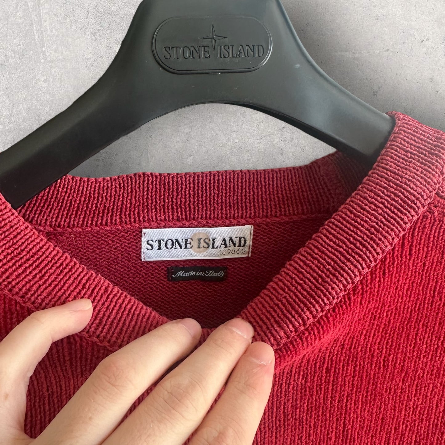 Stone Island Vintage Green Edge 2001 Knit Cotton Sweatshirt (XXL, 24”)
