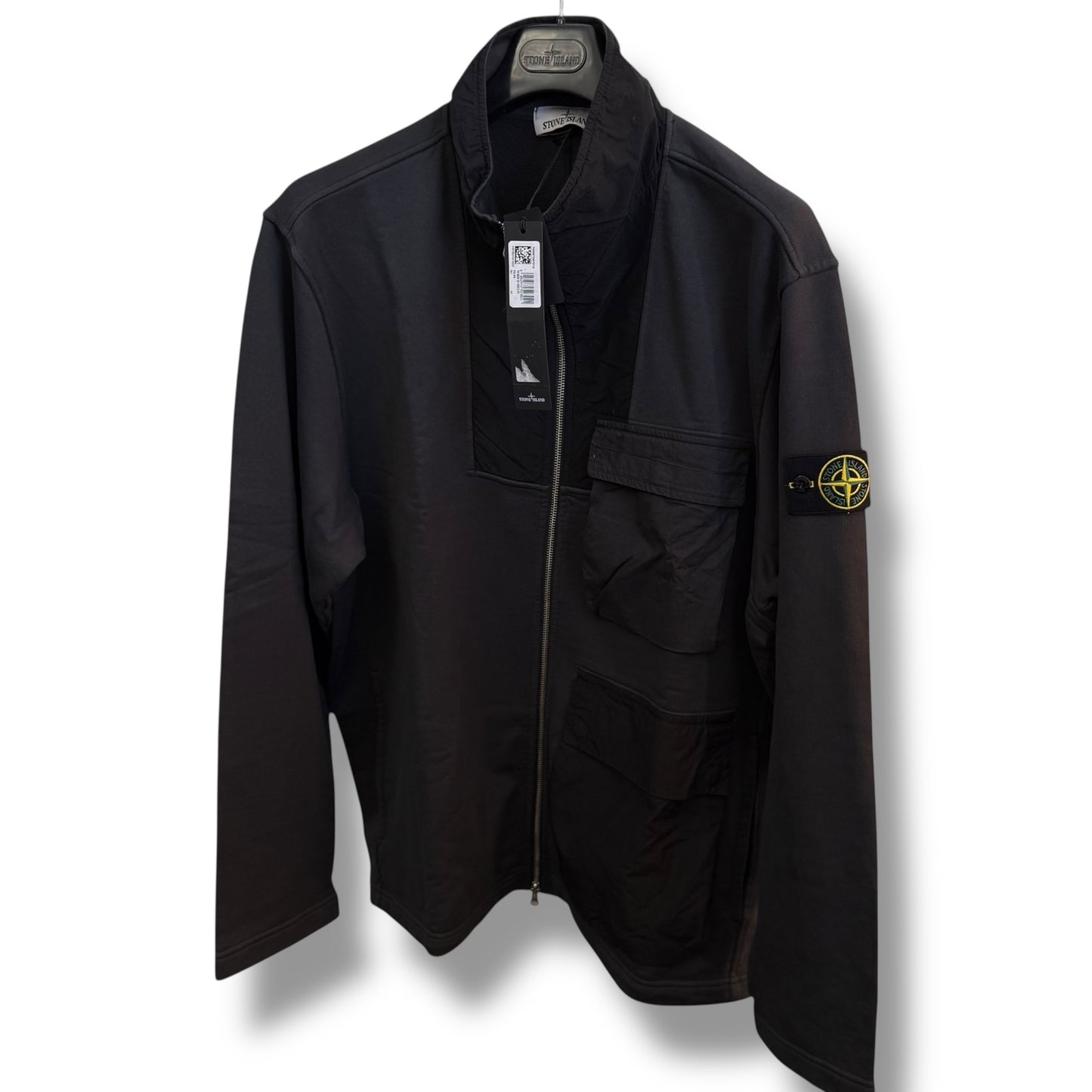 Stone Island Grey Panelled Mix Fabric Full Zip (3XL, 28”)