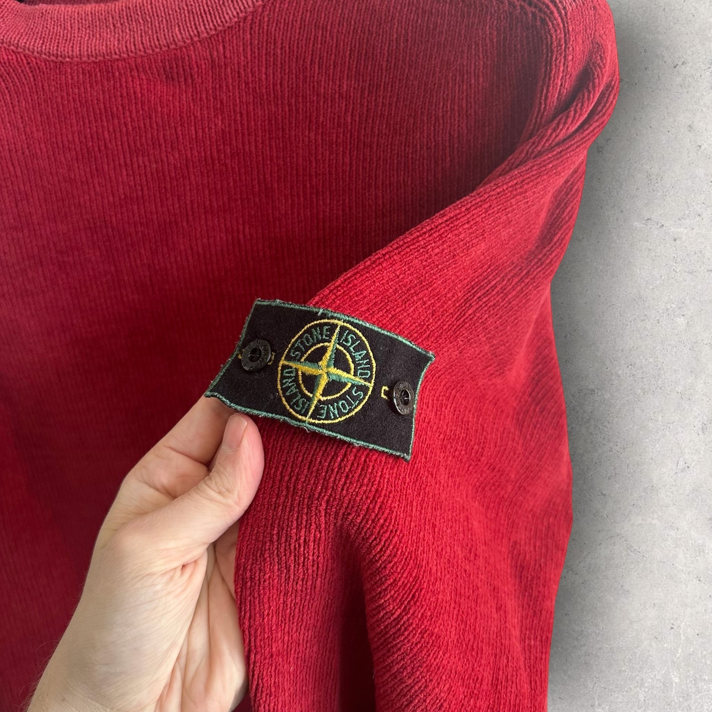 Stone Island Vintage Green Edge 2001 Knit Cotton Sweatshirt (XXL, 24”)