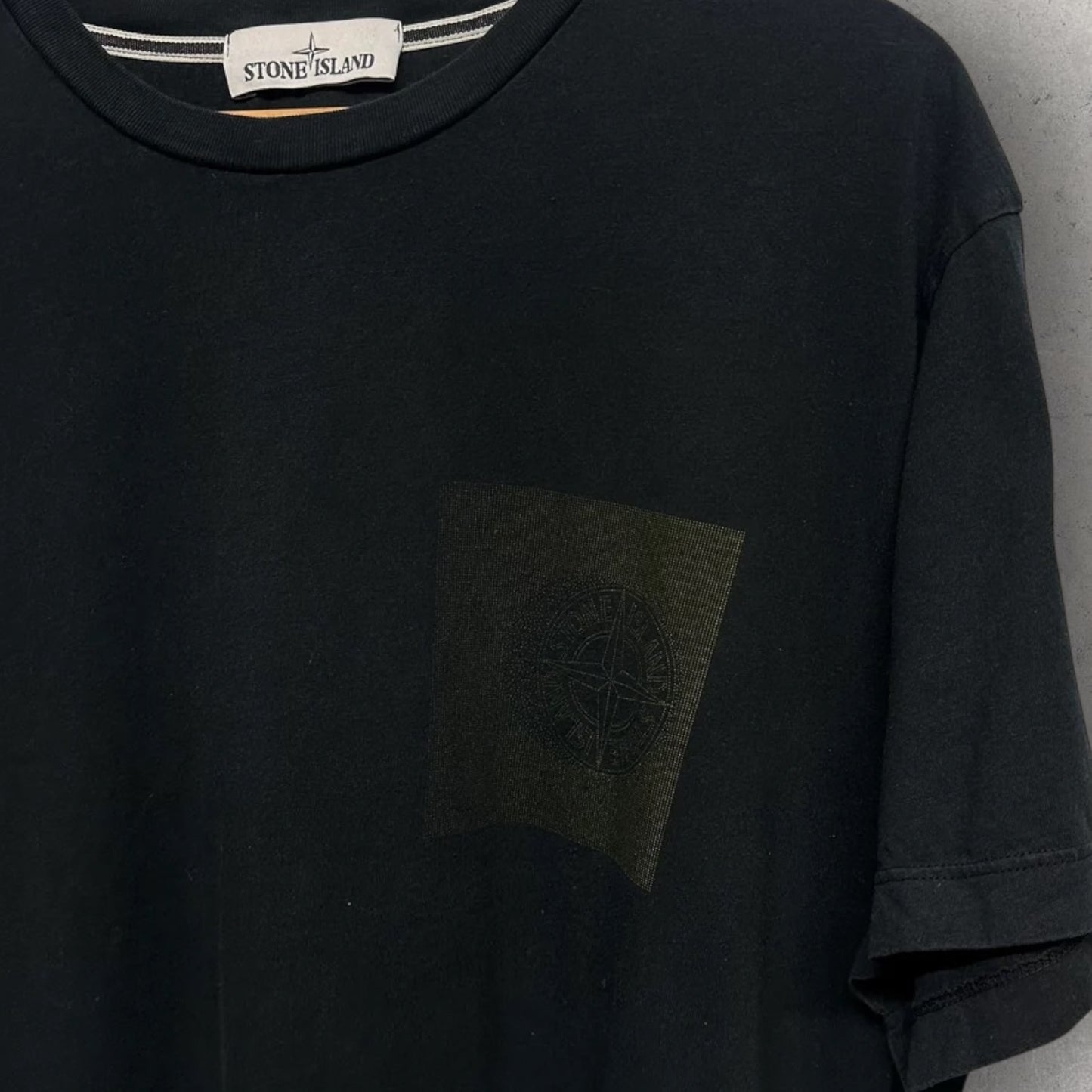 Stone Island Black Faded Compass Tee (XXXL, 24.5”)