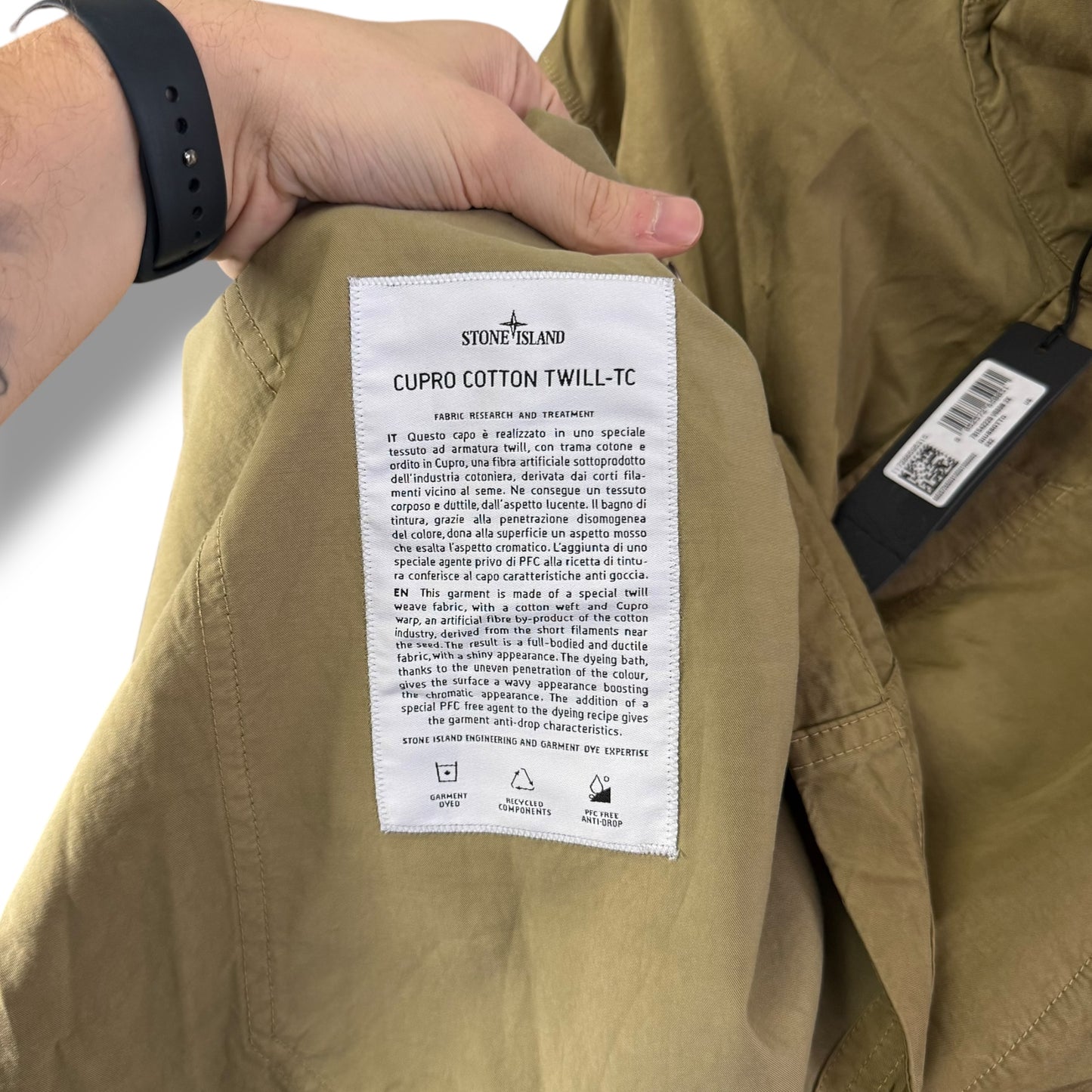 Stone Island Cupro Cotton Twill-TC Smock (3XL, 29.5”)