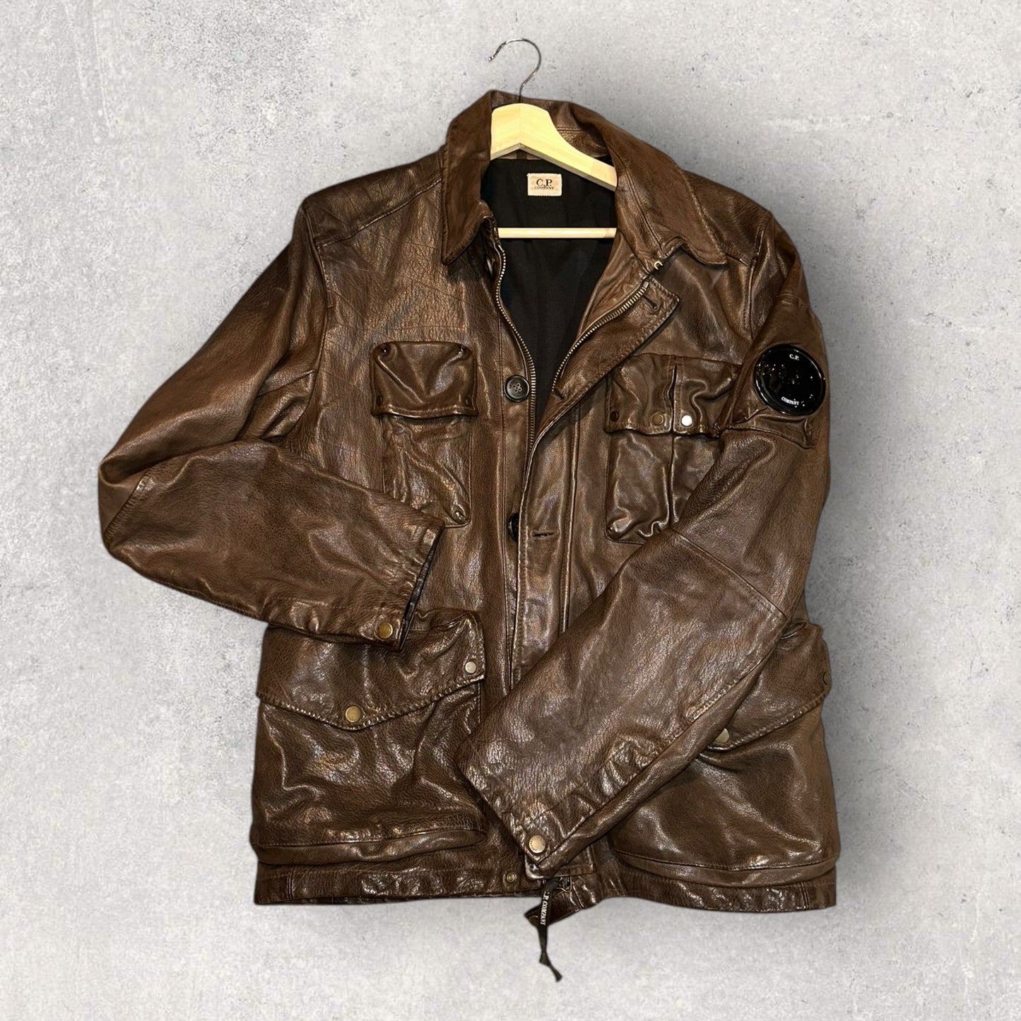 CP Company Genuine Buffalo Leather Heavy Jacket - (L 22”)