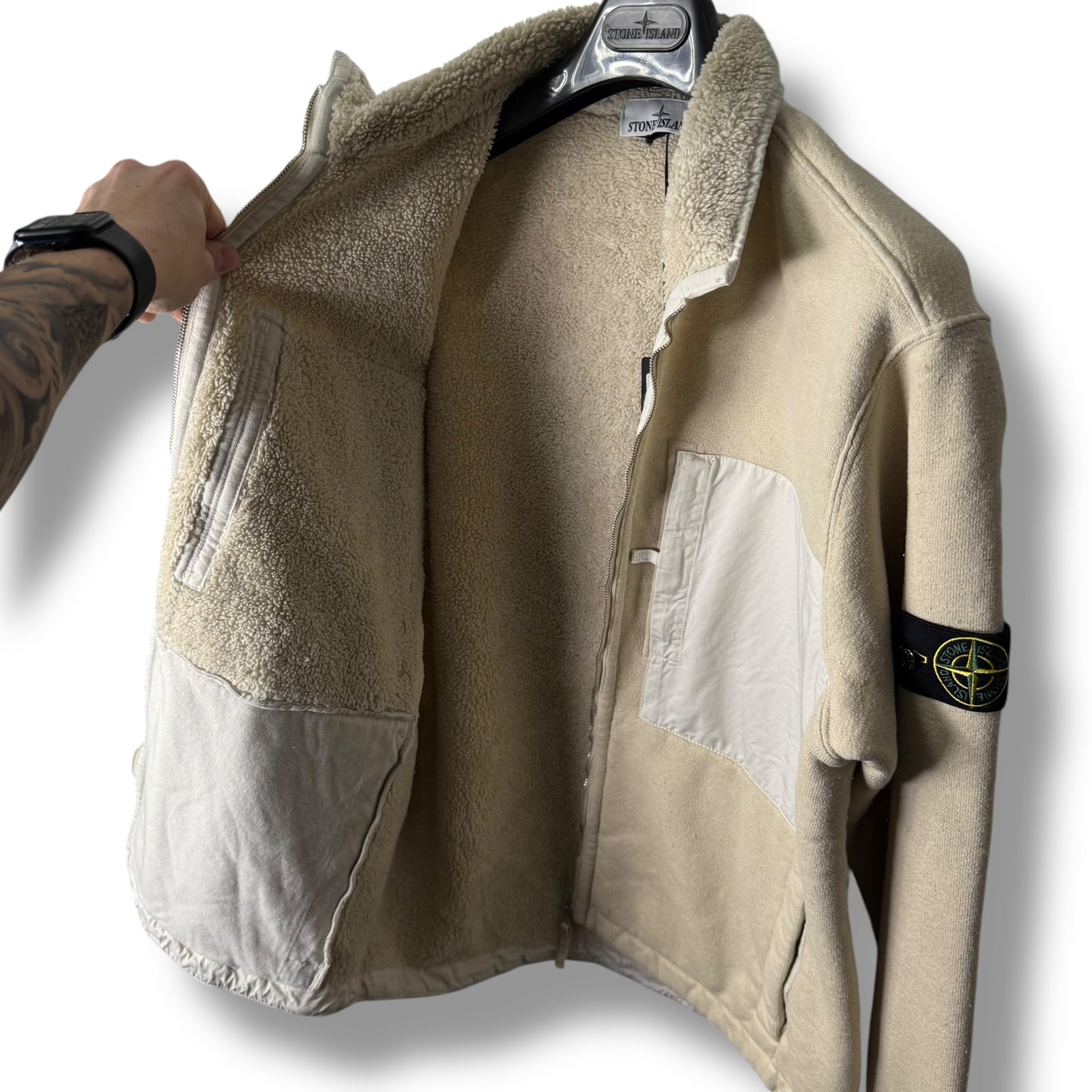 Stone Island Zip Up | Plated Terry Fleece (XL, 25”)