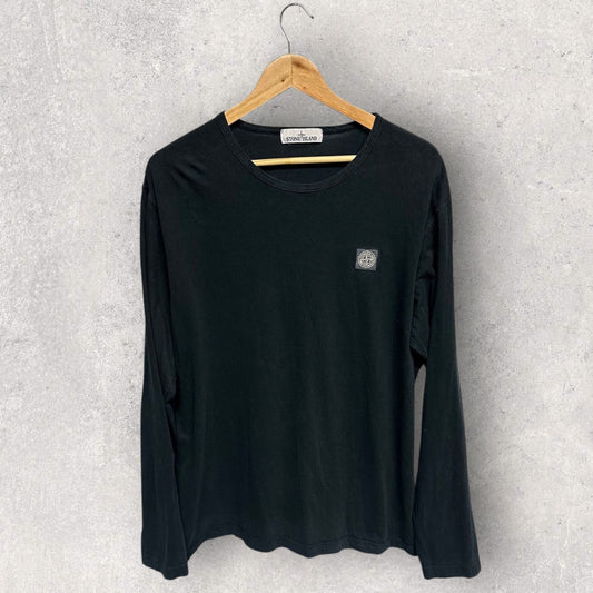 Stone Island Long Sleeve Black T-shirt (XL, 23”)