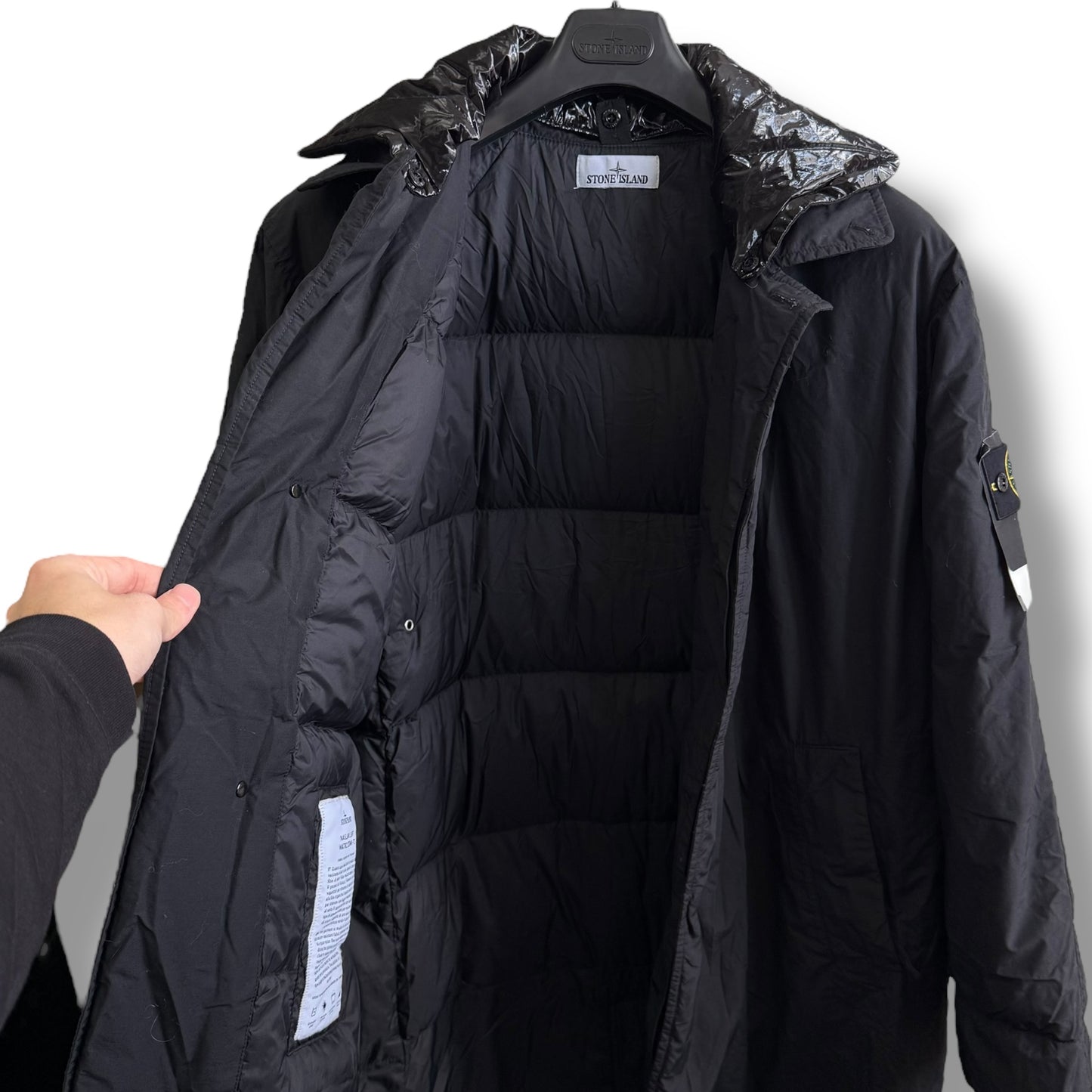 Stone Island Naslan Light Watro Down TC Long Fishtail Coat (M, 24.5” - Fits XL)