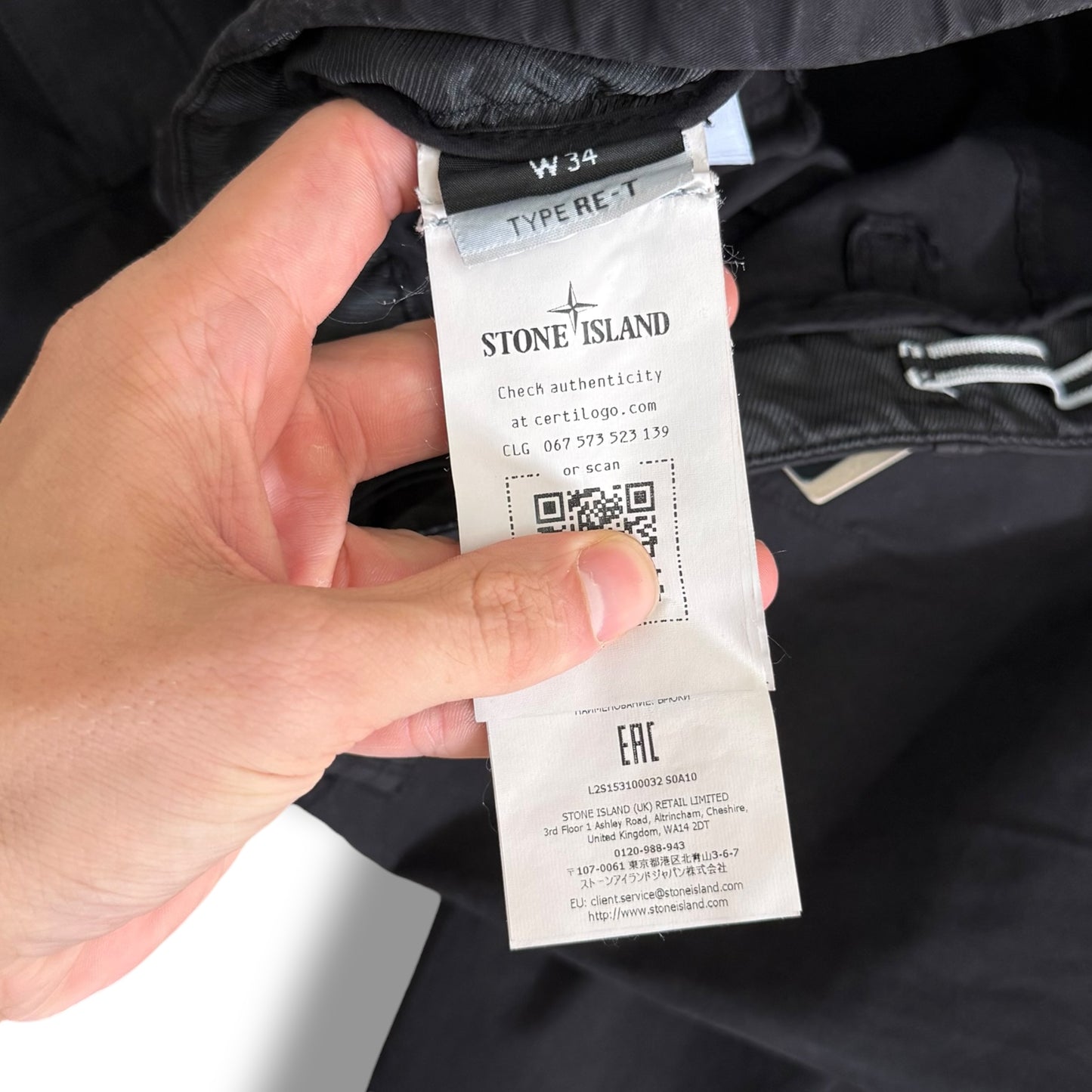 Stone Island Black Cargos (34”)