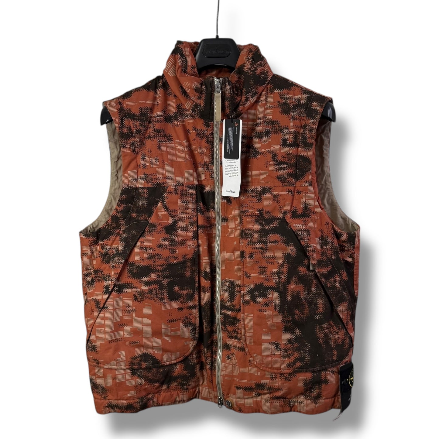 Stone Island Earth Mapping Camouflage Cotton Canvas-Down Body Warmer (XL, 24”)