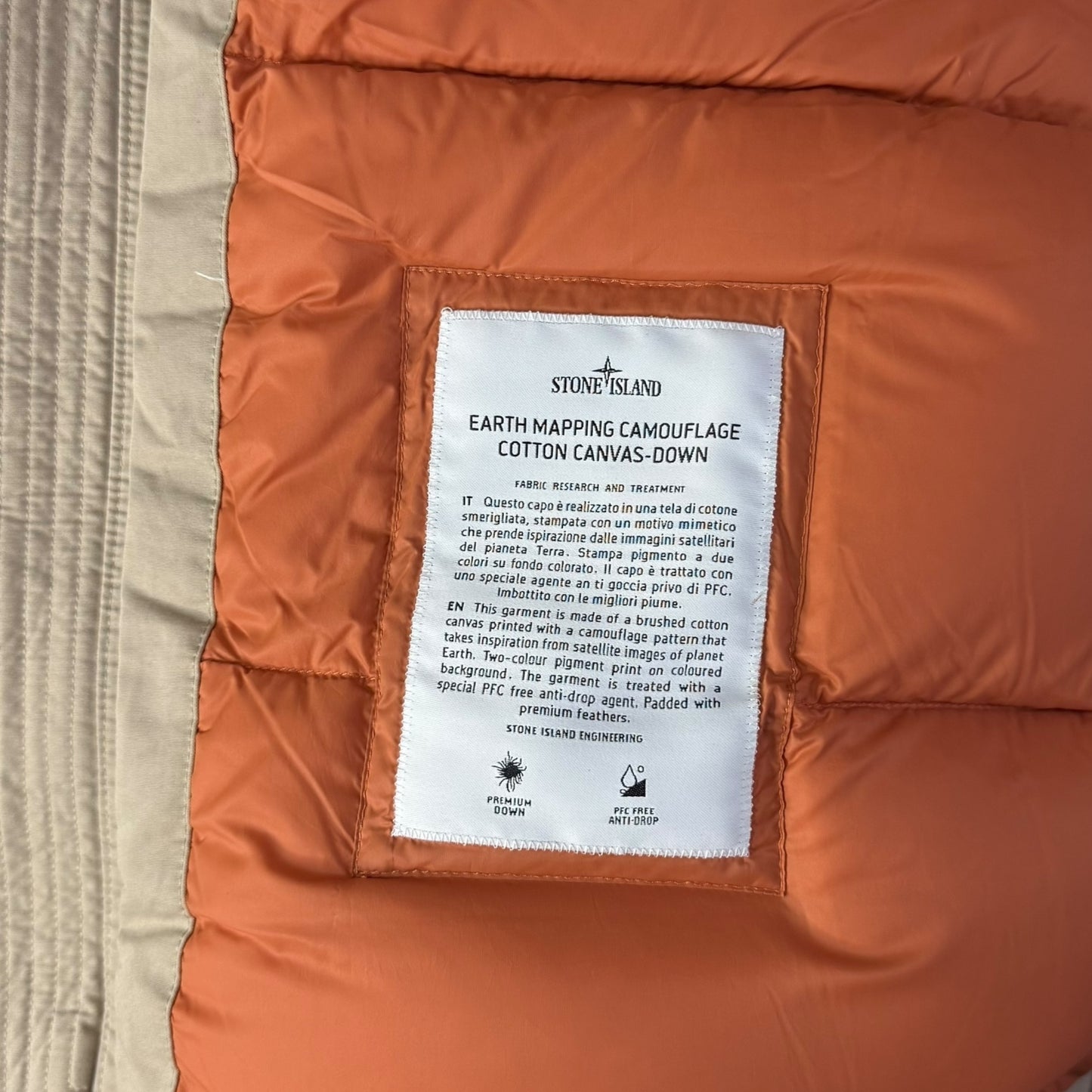 Stone Island Earth Mapping Camouflage Cotton Canvas-Down Body Warmer (XL, 24”)