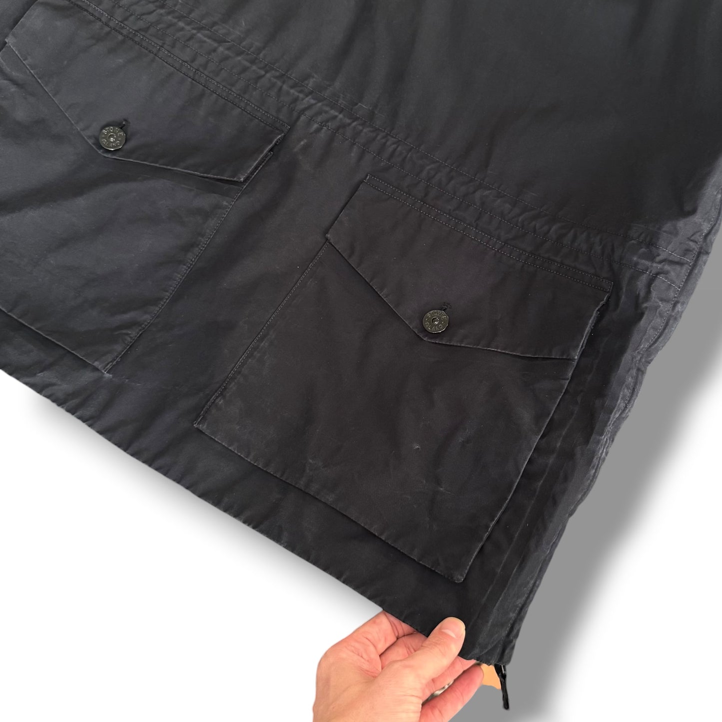 Stone Island Black O-Ventile Ghost Pullover Smock (L, 26”)