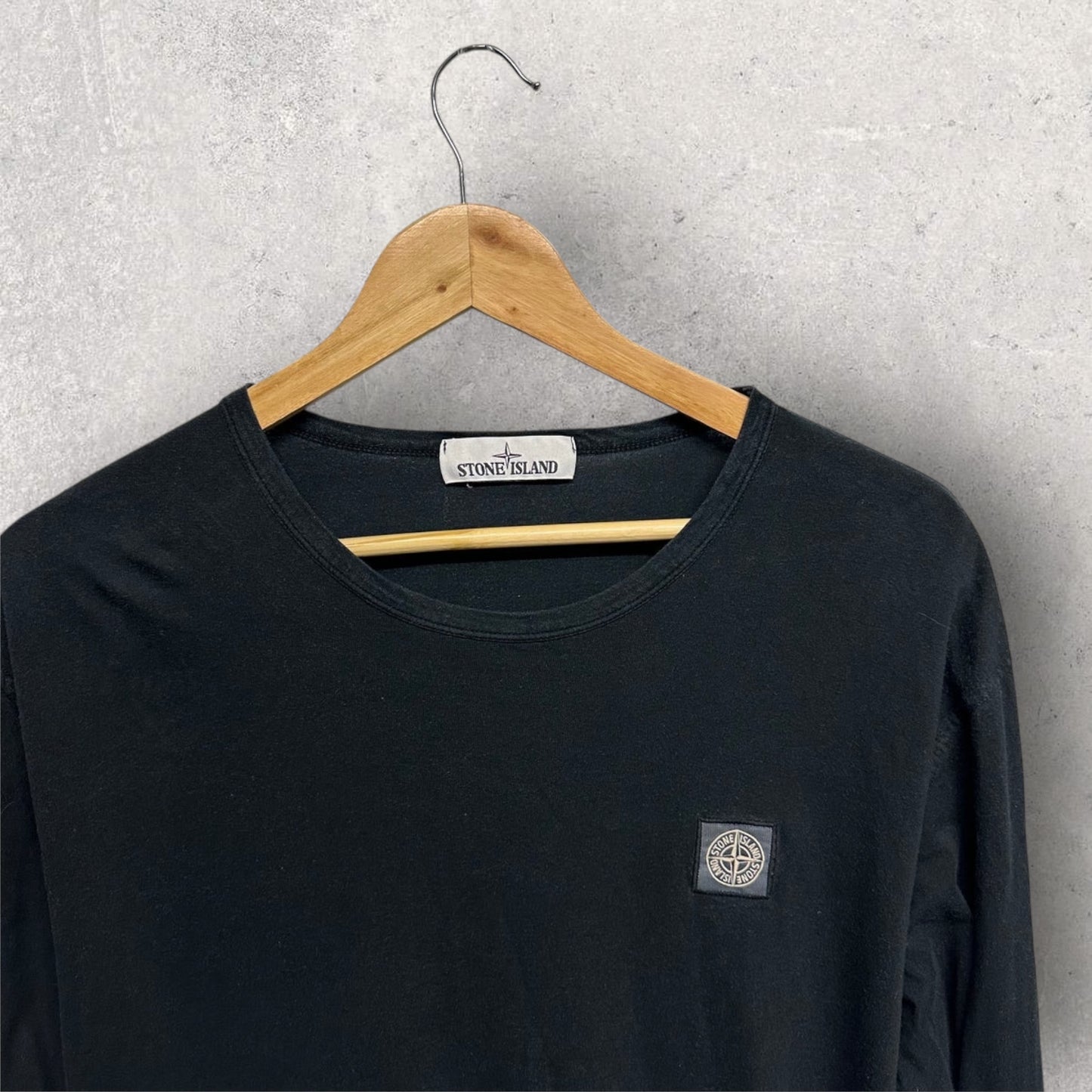 Stone Island Long Sleeve Black T-shirt (XL, 23”)