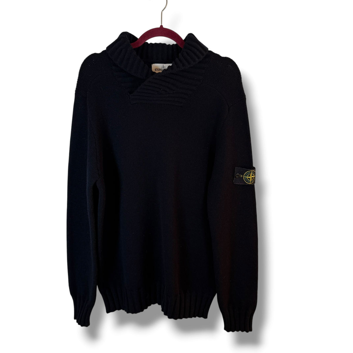 Stone Island Shawl Collar Chunky Knitted Sweater (XXL, 23”)