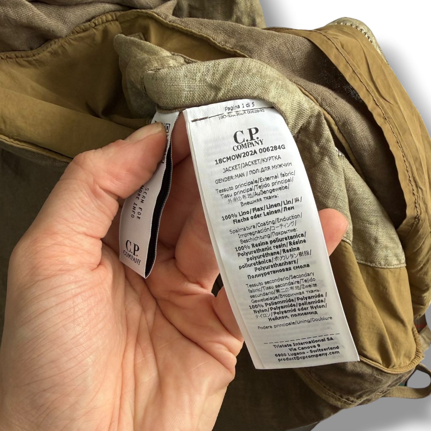 CP Company Lino Wax Jacket (L, 24”)