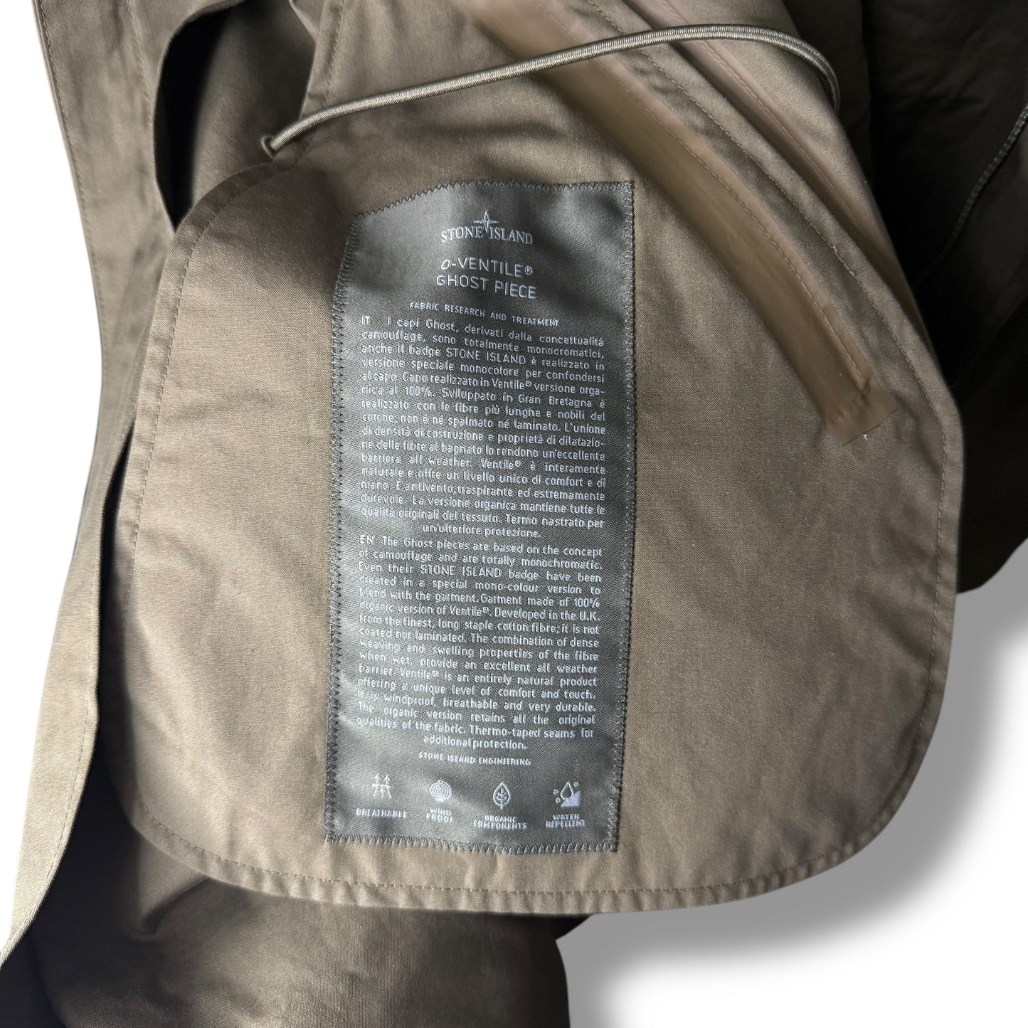 Stone Island O’Ventile Ghost Piece Parka (L, 25”)