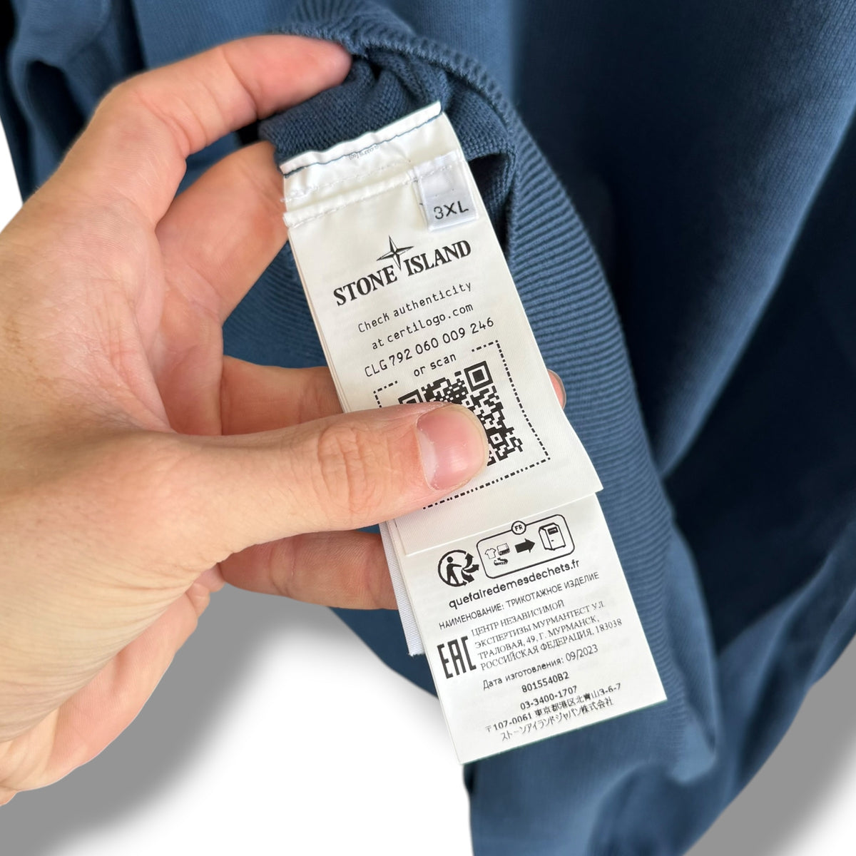 Stone Island Knitted Blue Jumper (3XL, 25.5”)