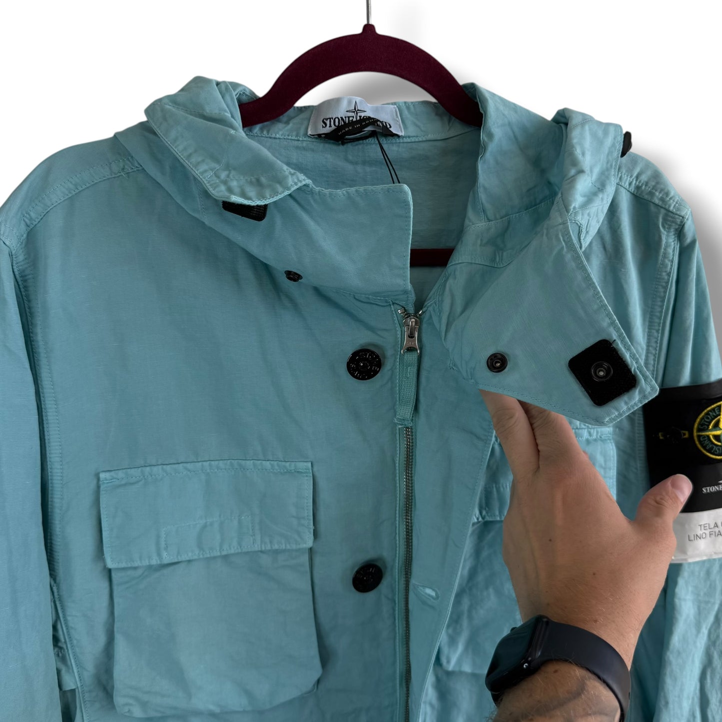 Stone Island Tela Cotone Lino Fiammato-TC (M, 22.5”)