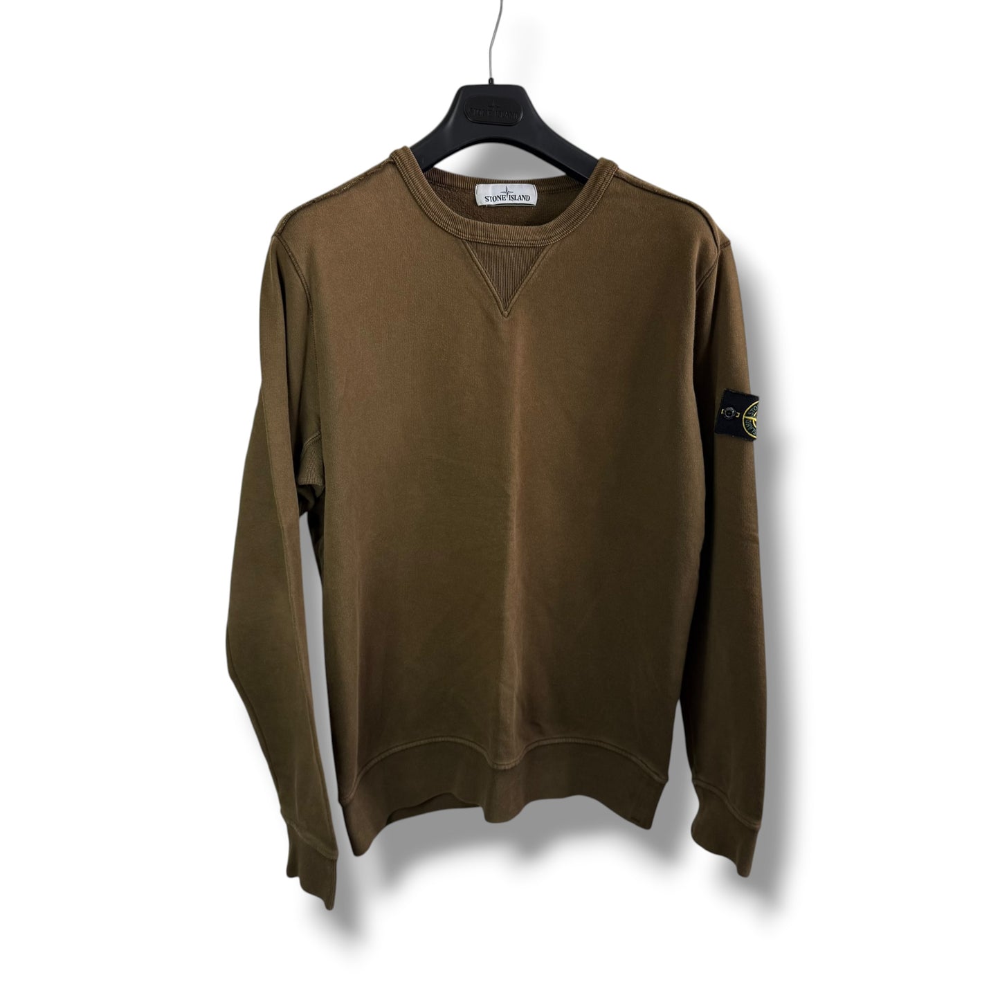 Stone Island Khaki Sweatshirt (L, 22.5”)