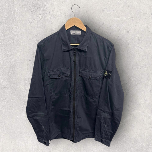 Stone Island Navy Overshirt (L, 22.5”)