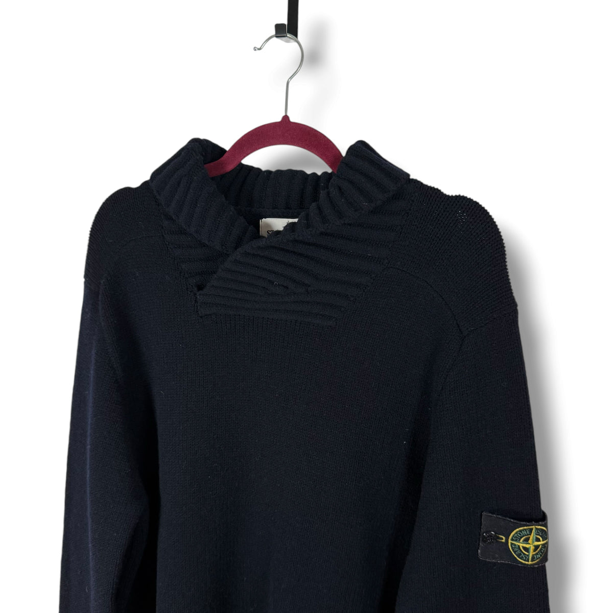 Stone Island Shawl Collar Chunky Knitted Sweater (XXL, 23”)
