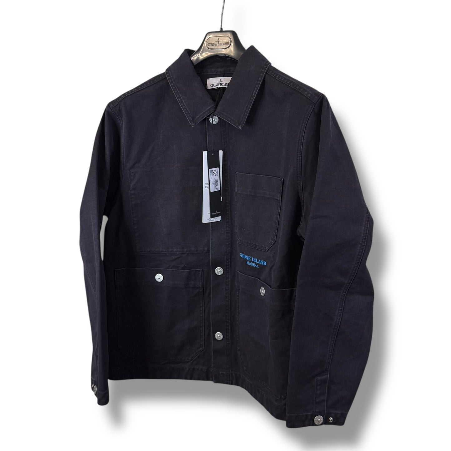 Stone Island Marina Plated Cotton Canvas Jacket (XL, 25”)