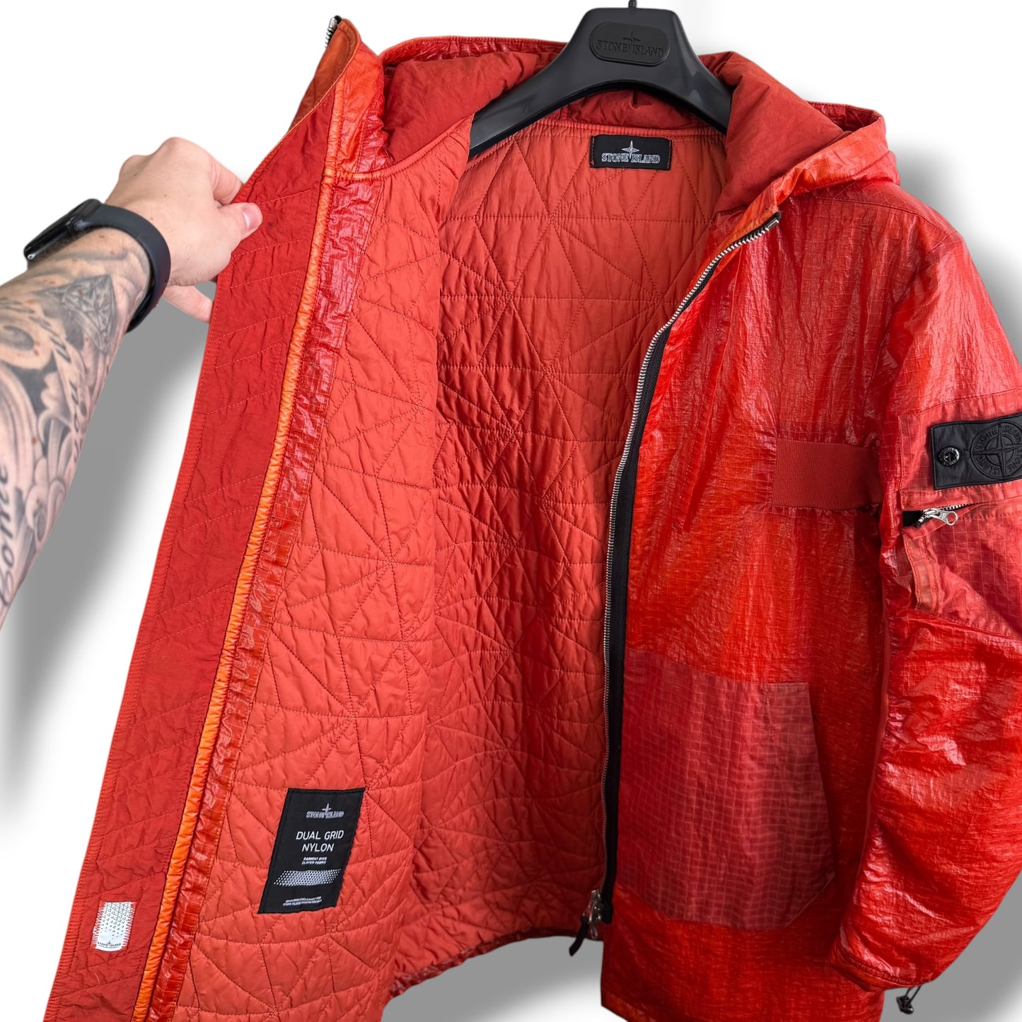 Stone Island Shadow Project Dual Grid Nylon Parka (M, 22.5”)