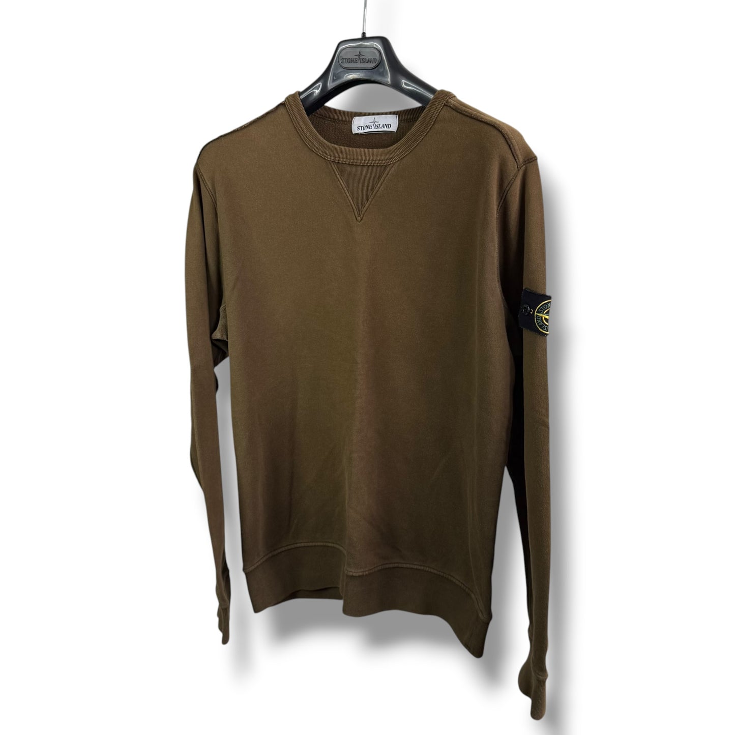 Stone Island Khaki Sweatshirt (L, 22.5”)