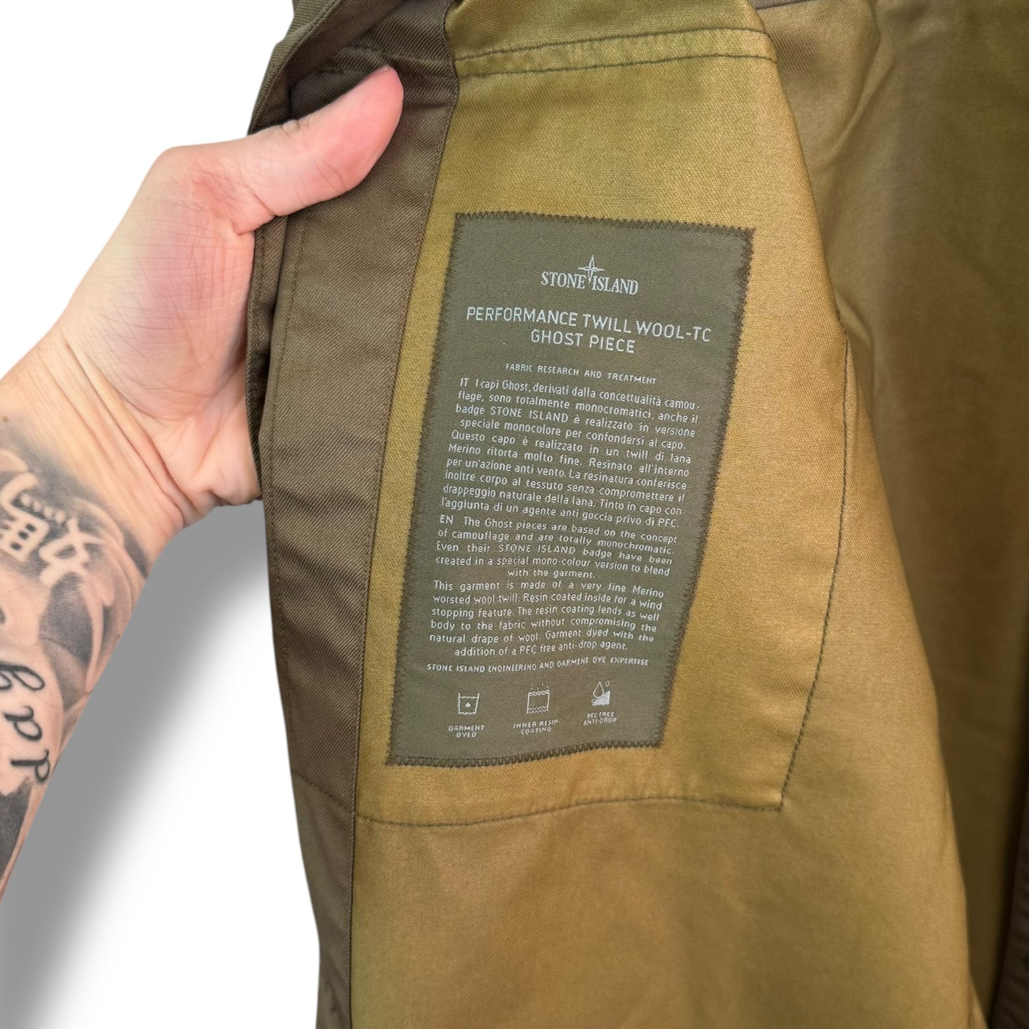 Stone Island Performance Twill Wool-TC Ghost Piece (L, 23.5”)