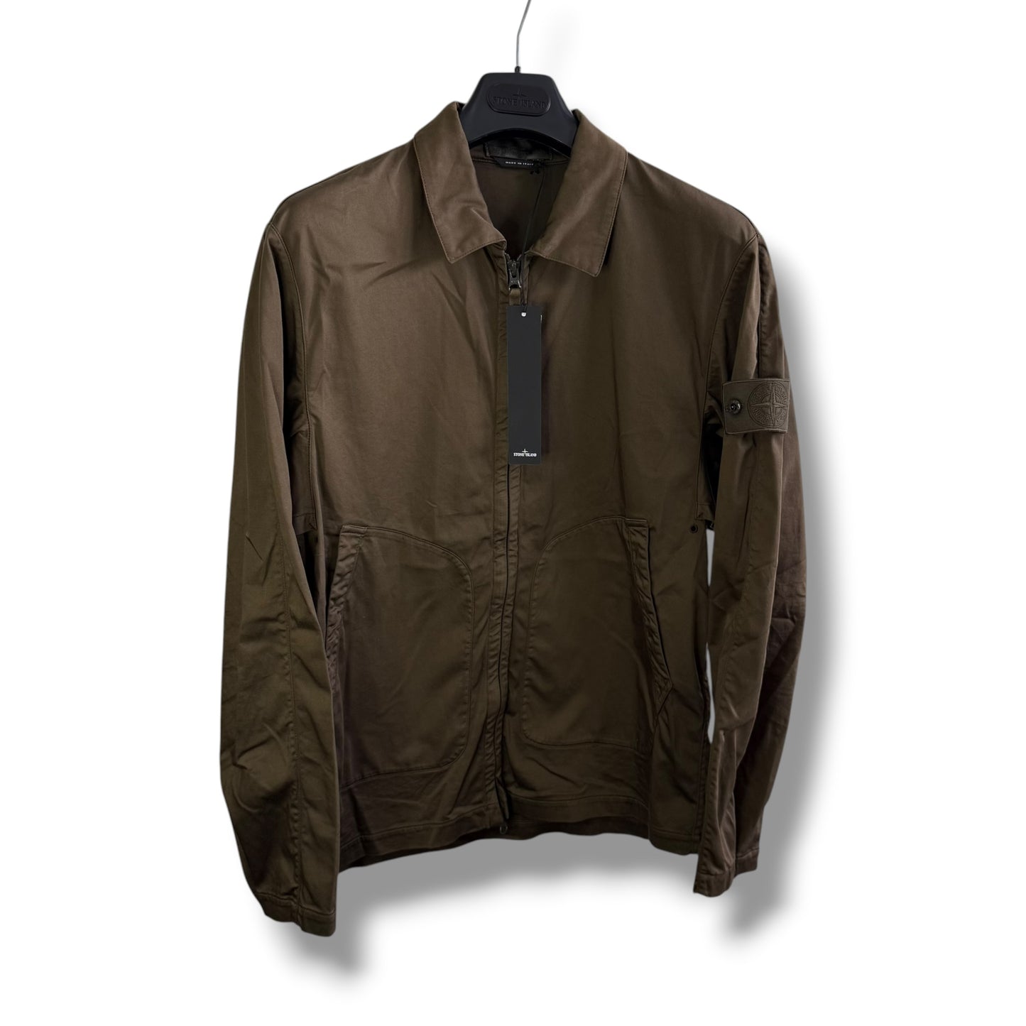 Stone Island Khaki Ghost Cotton Overshirt (M, 22.5”)