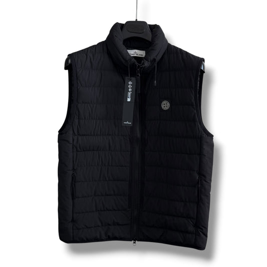 Stone Island Black O-Cotton/R-Nylon Tela Down Gilet (M, 21”)