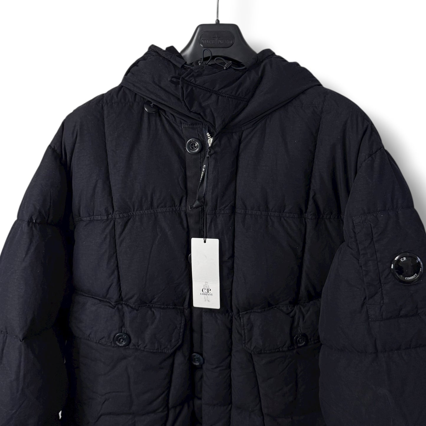 CP Company Flatt Nylon 3/4 Puffer (L, 24.5”)