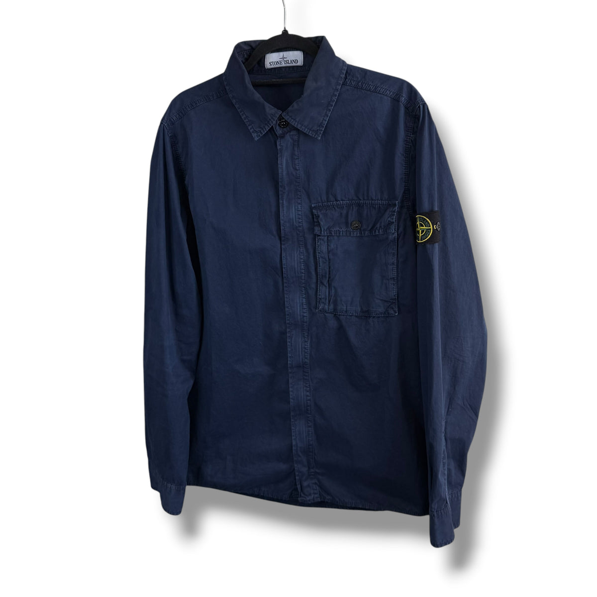 Stone Island Navy Overshirt (L, 22”)