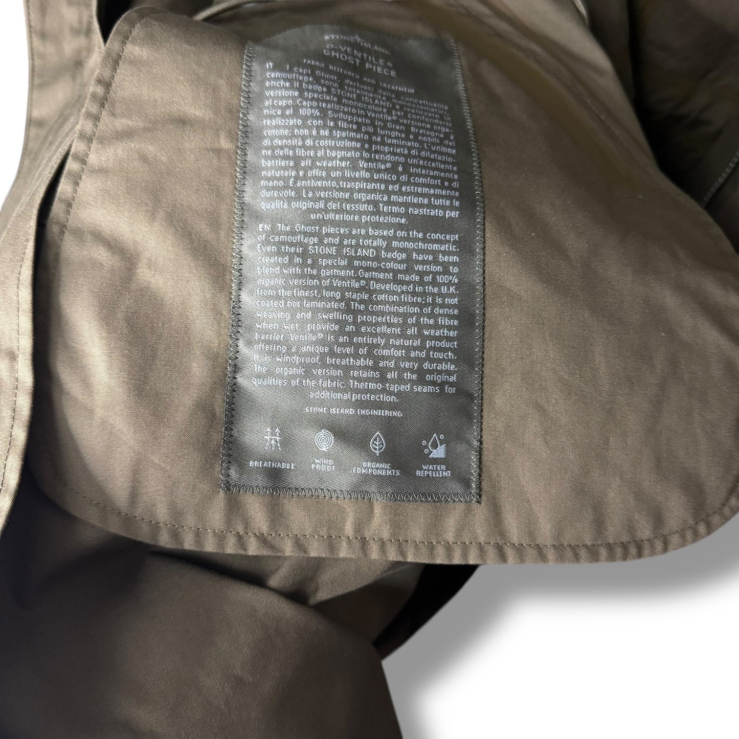 Stone Island O’Ventile Ghost Piece Parka (L, 25”)