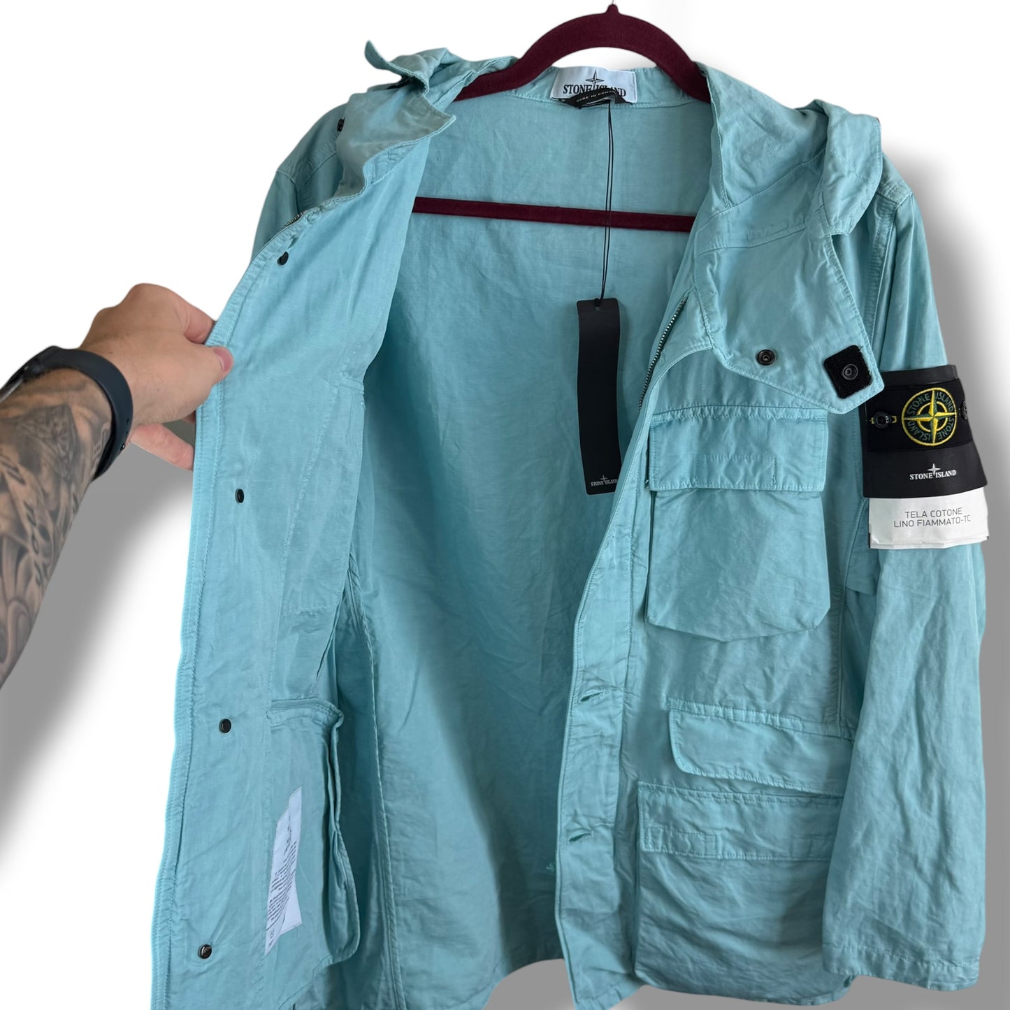 Stone Island Tela Cotone Lino Fiammato-TC (M, 22.5”)