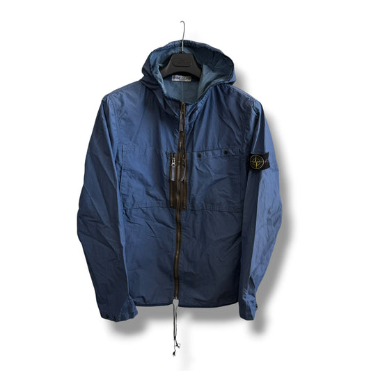Stone Island Blue Resin Treated Nylon Jacket (L, 22.5”)