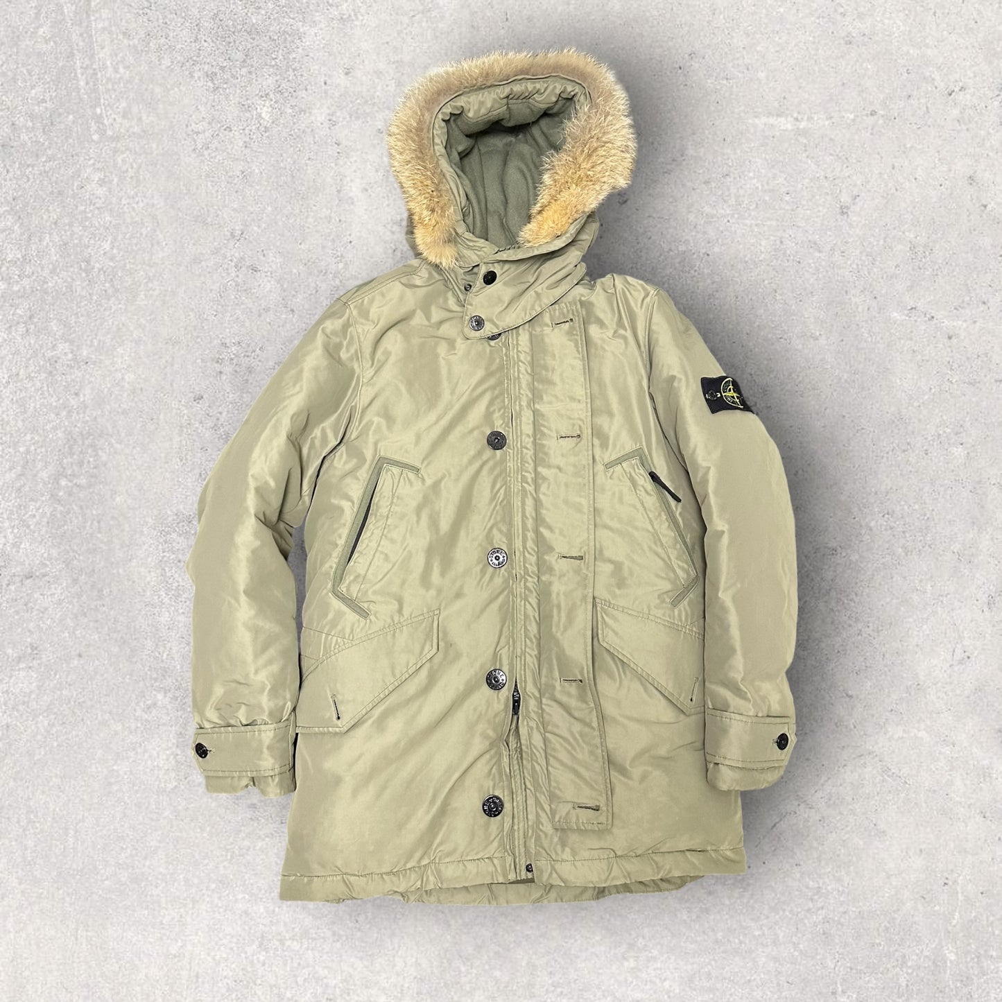 Stone Island Micro Yarn Fur Hood Coat (M 21.5”)