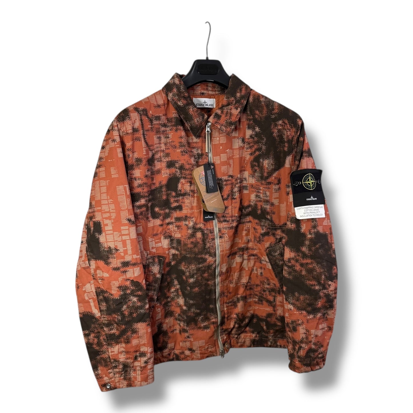 Stone Island Earth Mapping Camouflage Cotton Canvas With Primaloft Insulation Technology (L, 24”)