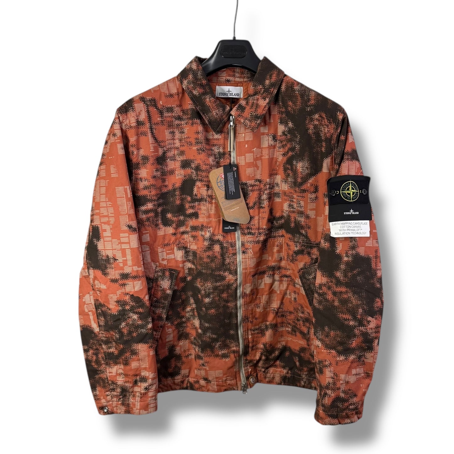Stone Island Earth Mapping Camouflage Cotton Canvas With Primaloft Insulation Technology (L, 24”)