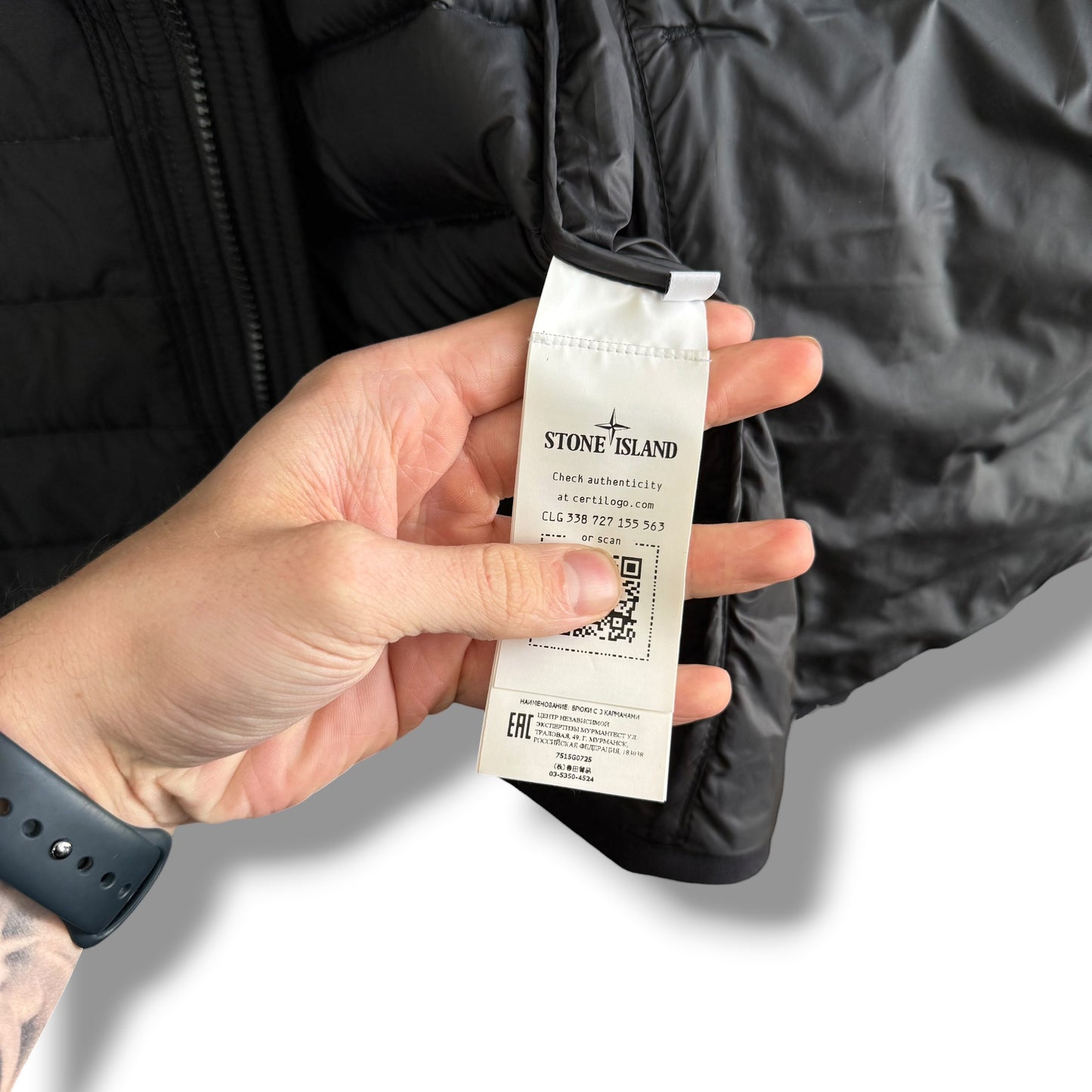 Stone Island Black O-Cotton/R-Nylon Tela Down Gilet (M, 21”)