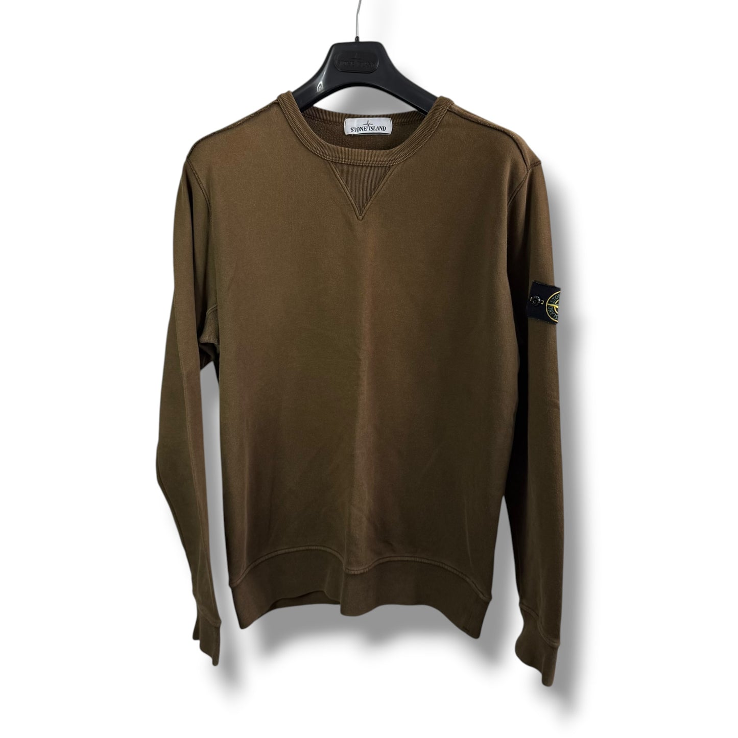 Stone Island Khaki Sweatshirt (L, 22.5”)